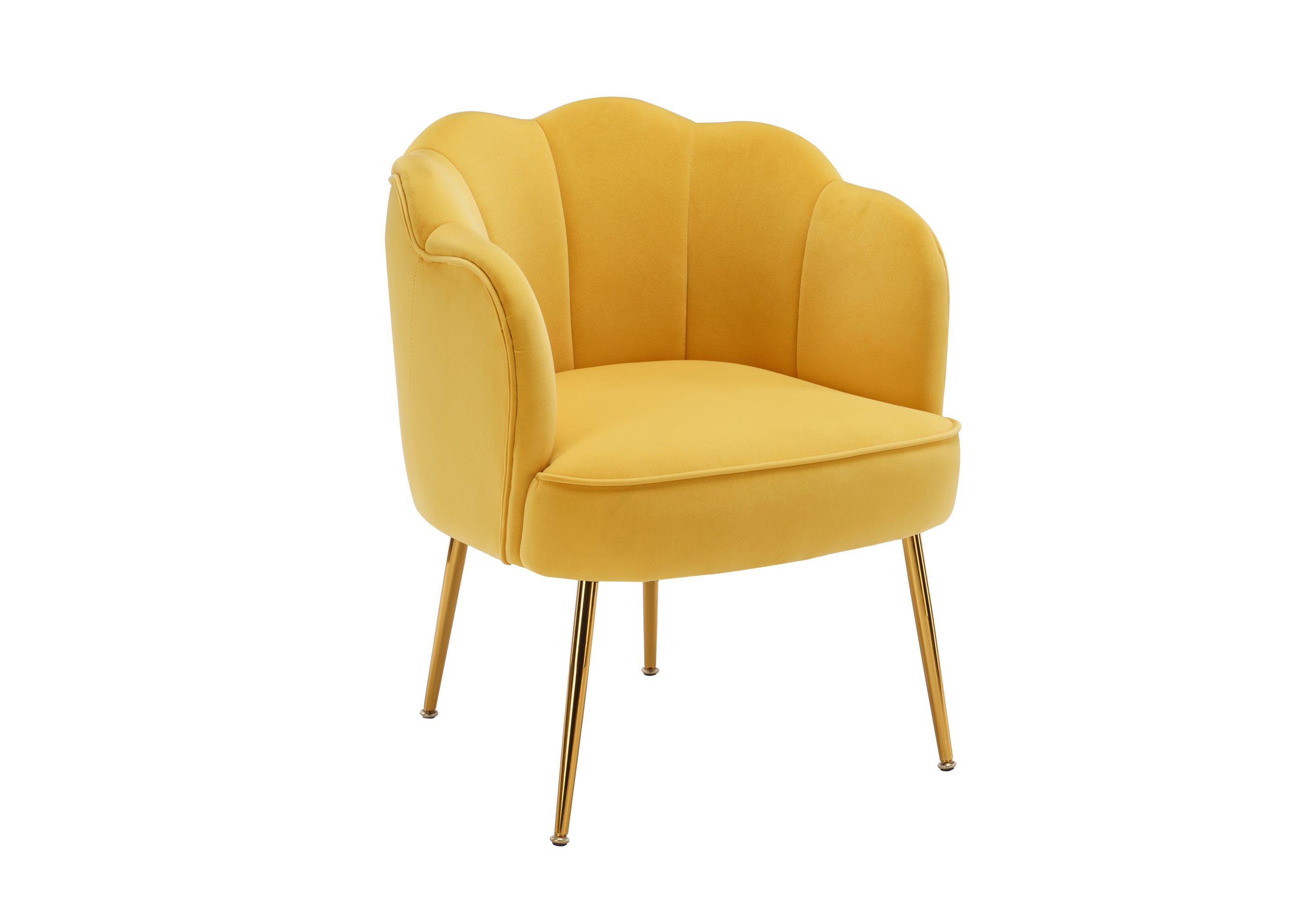 Shell-Shaped Velvet Armchair (Yellow)