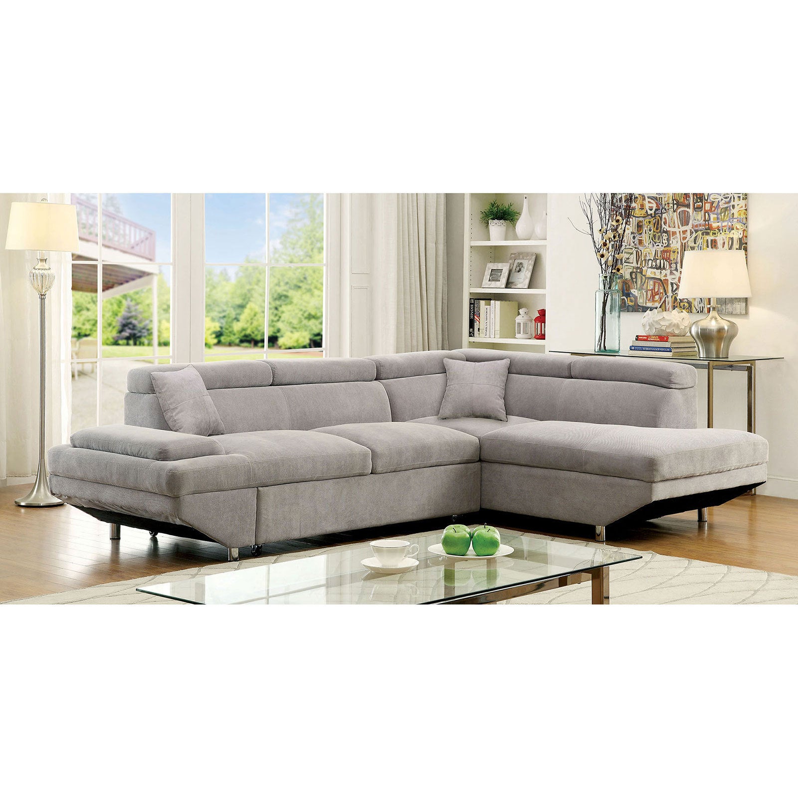 Sofa with Pull-Out Cushion (Gray)