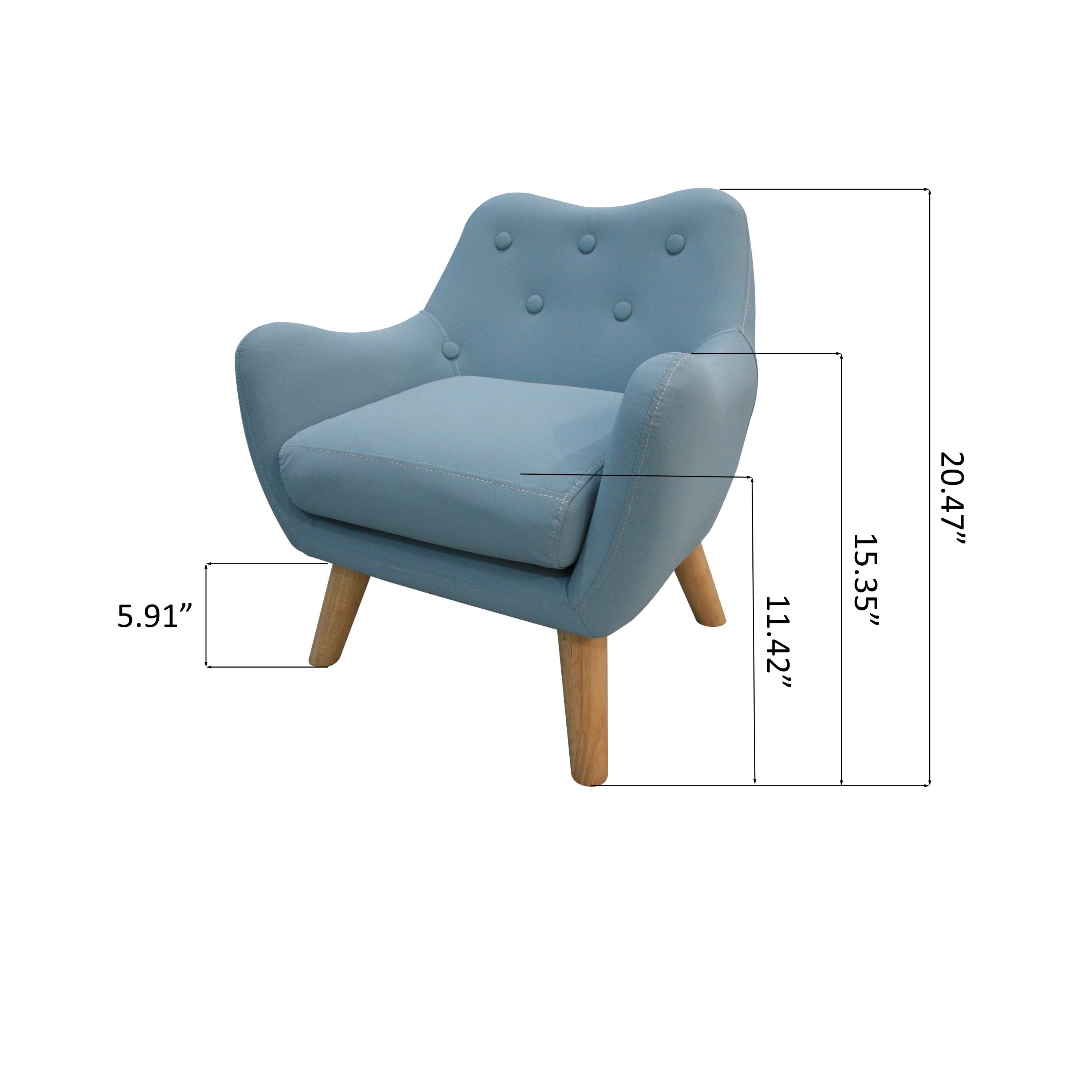 Microfibres Fabric Upholstered Child Accent Armchair with Wooden Legs