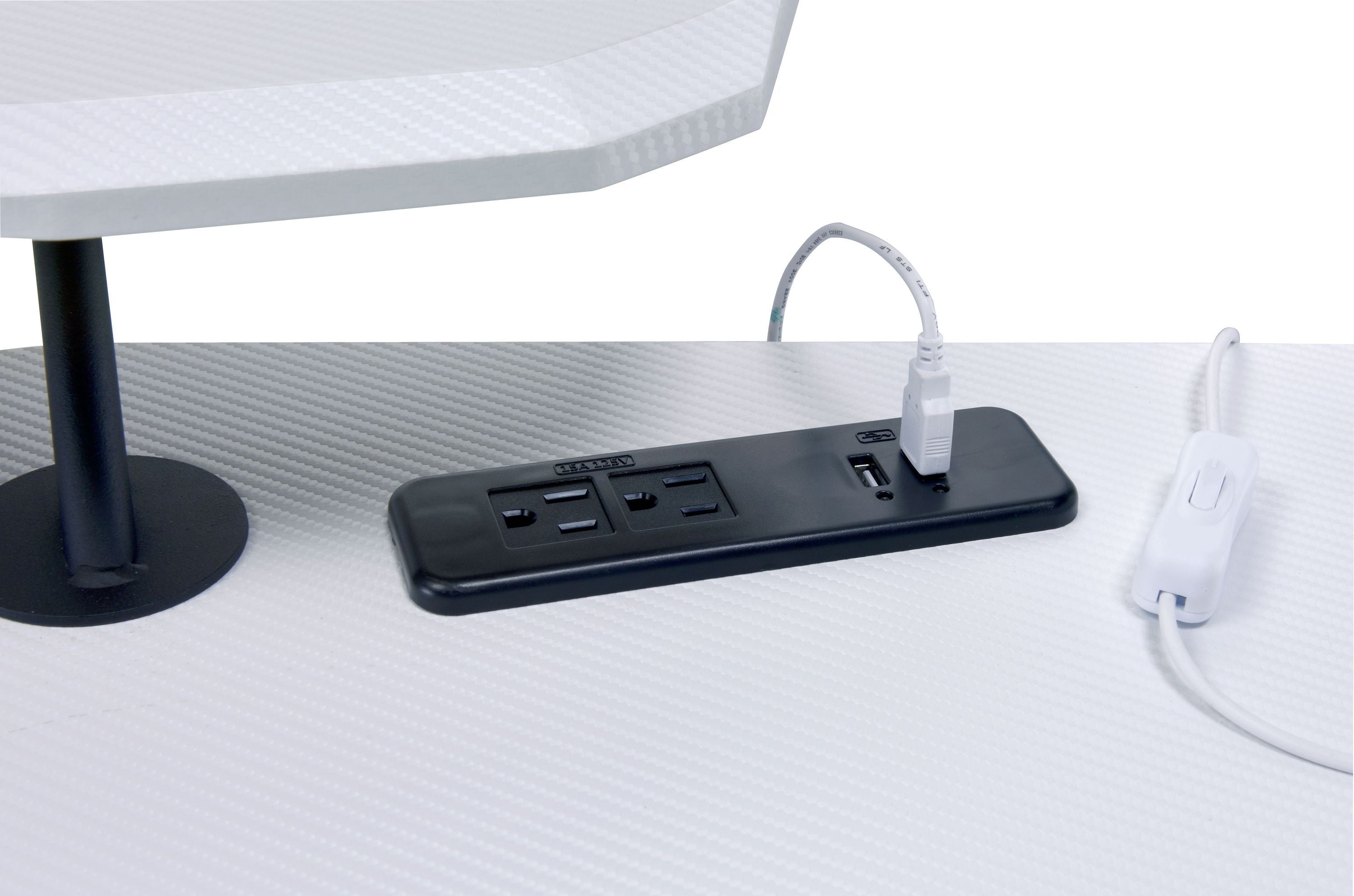 ACME Vildre Gaming Table w/USB Port (Black/White)