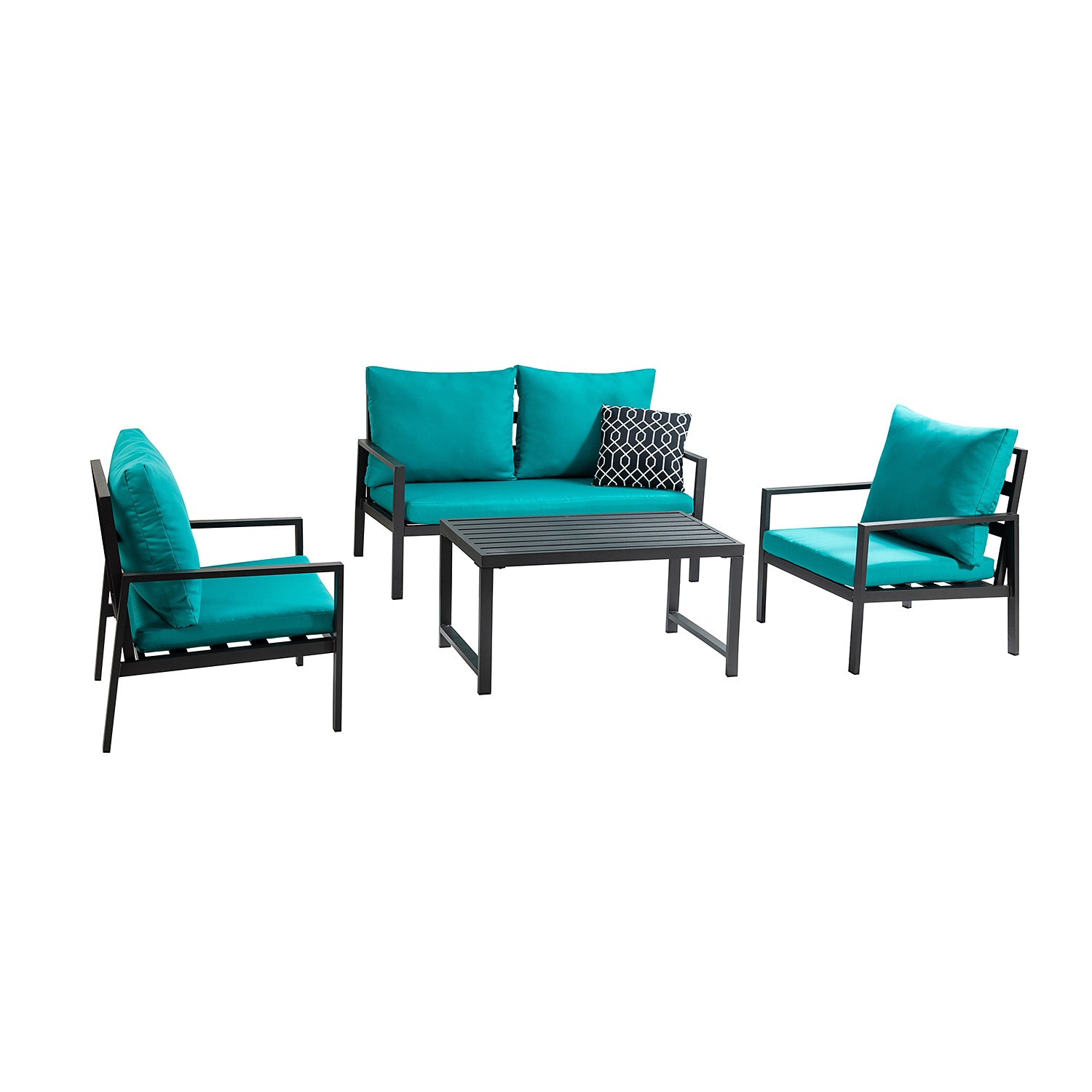 Helice Outdoor Conversation Aluminum 4 Piece Sofa Sets with Cushions