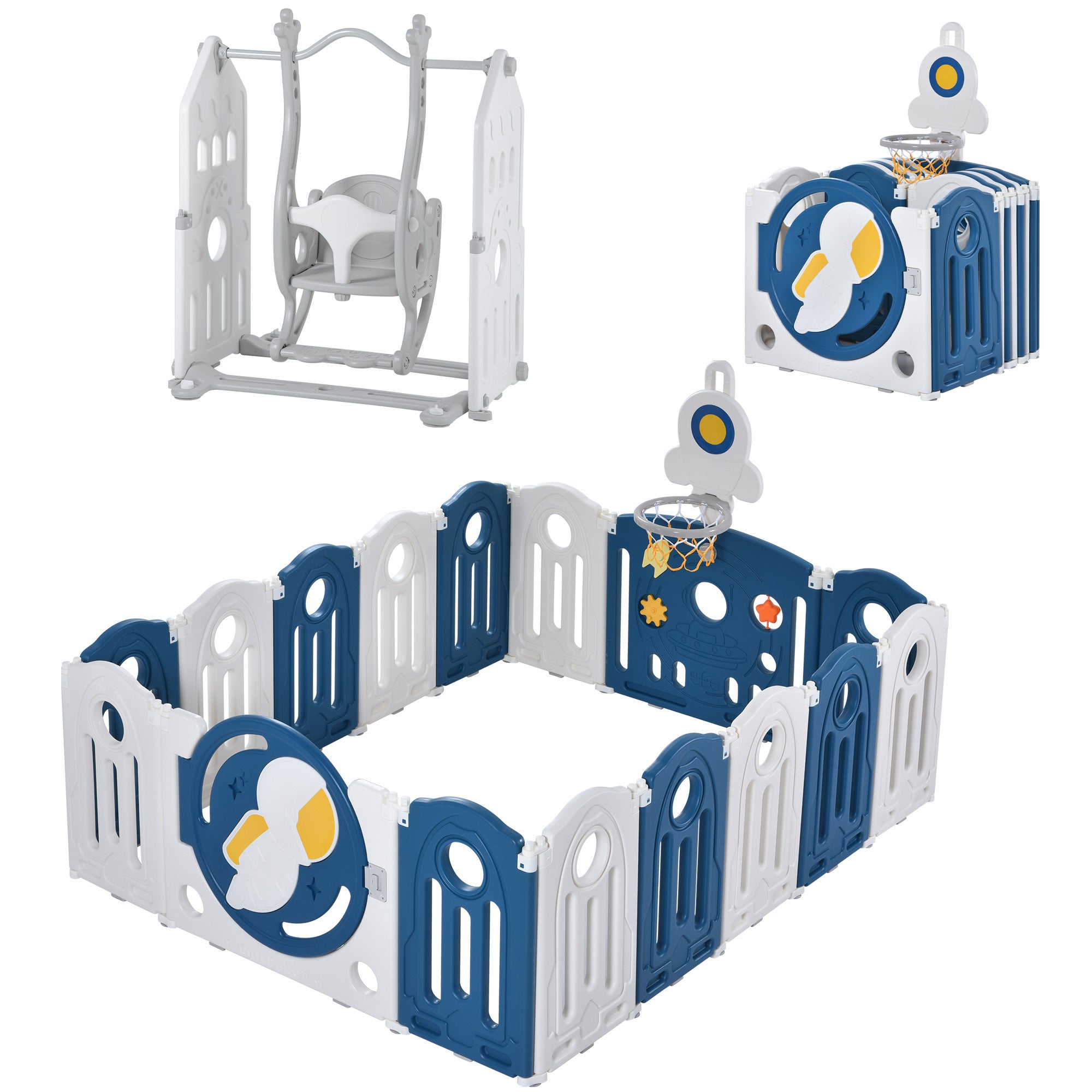 Baby Playpen for Toddler, Astronaut Theme Set 3