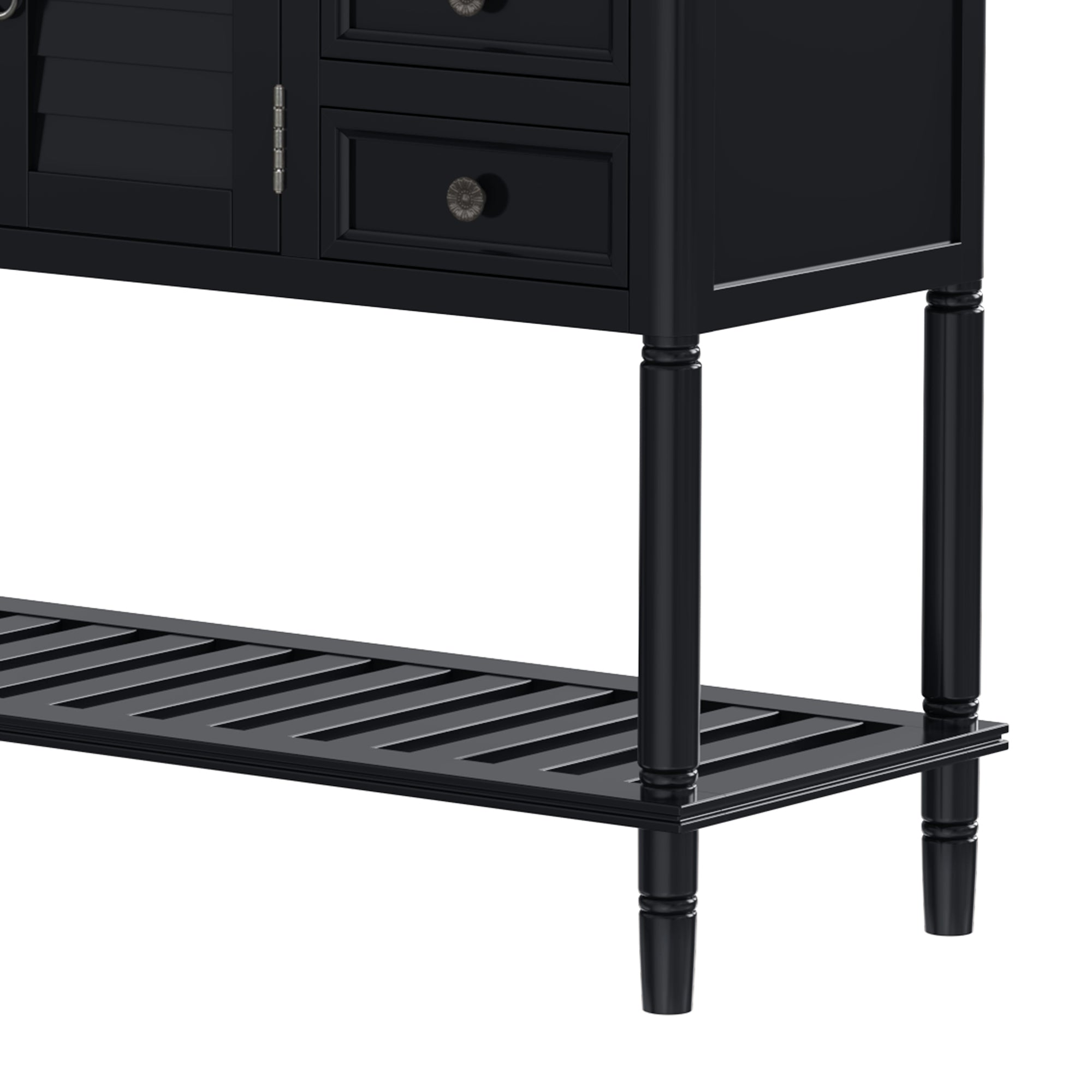 45'' Modern Console Table Sofa Table for Living Room with 6 Drawers (Black)