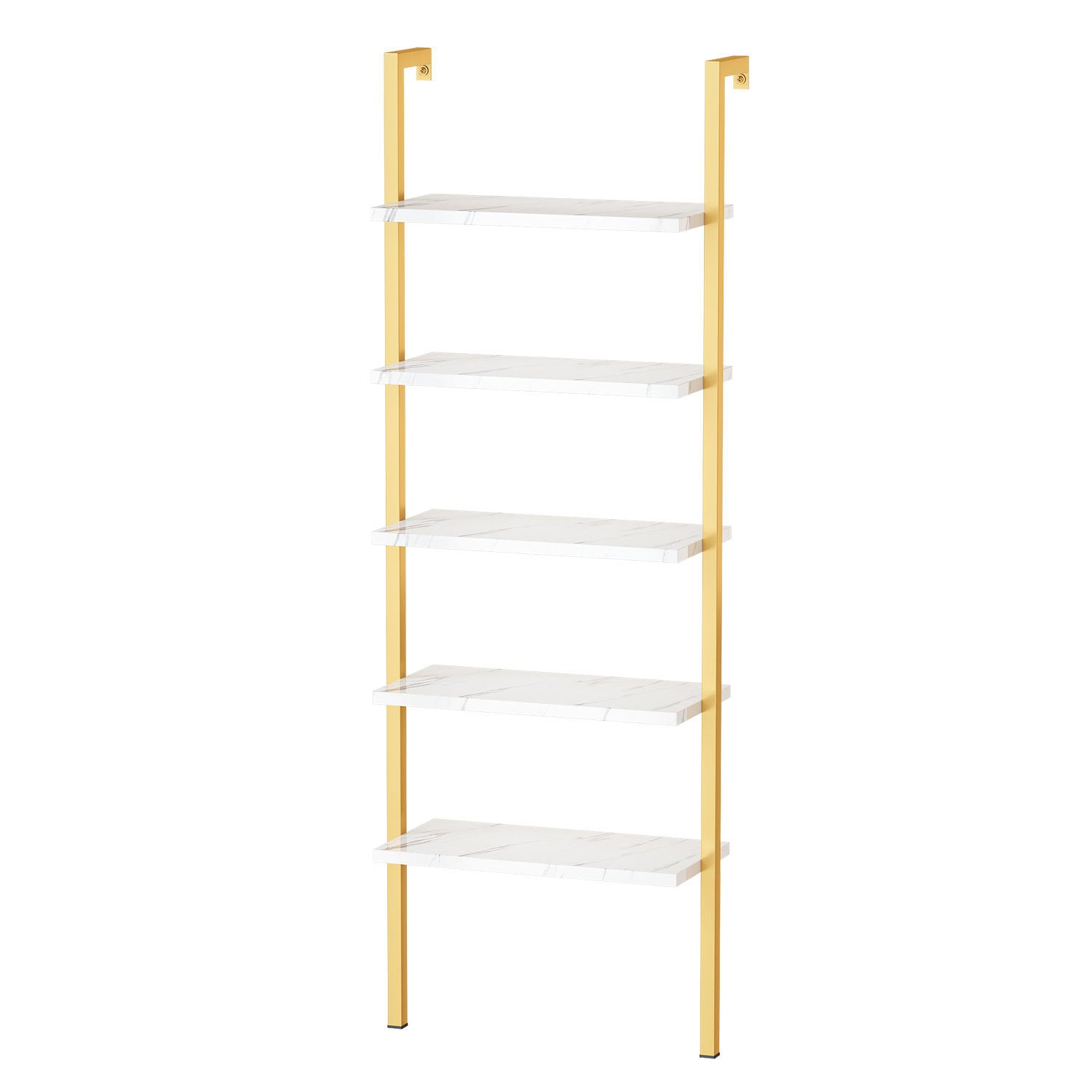Wall Mounted Ladder Bookcase (White/Gold)