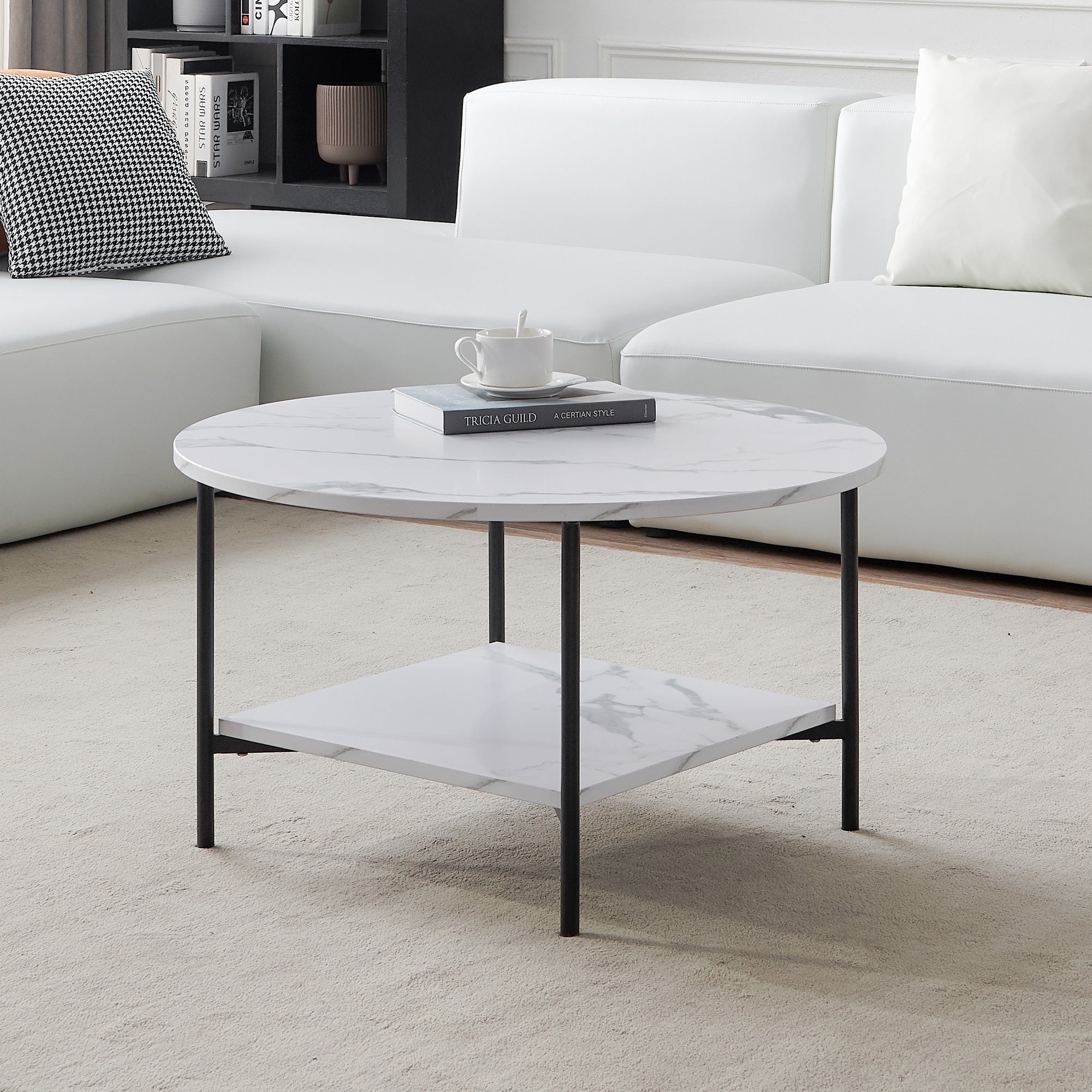 Modern Round Coffee Table with Storage