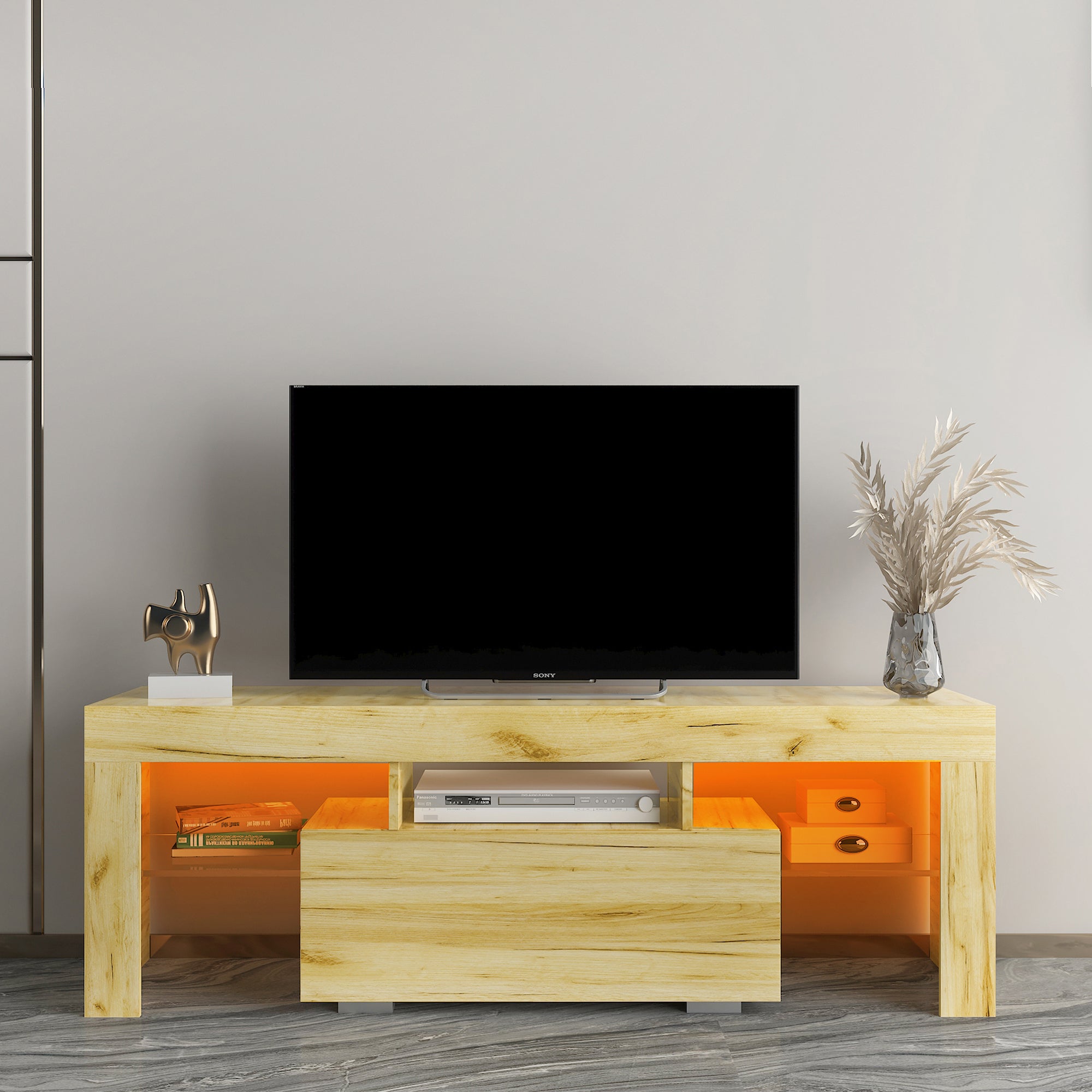 TV Cabinet with LED RGB Lights (Oak)