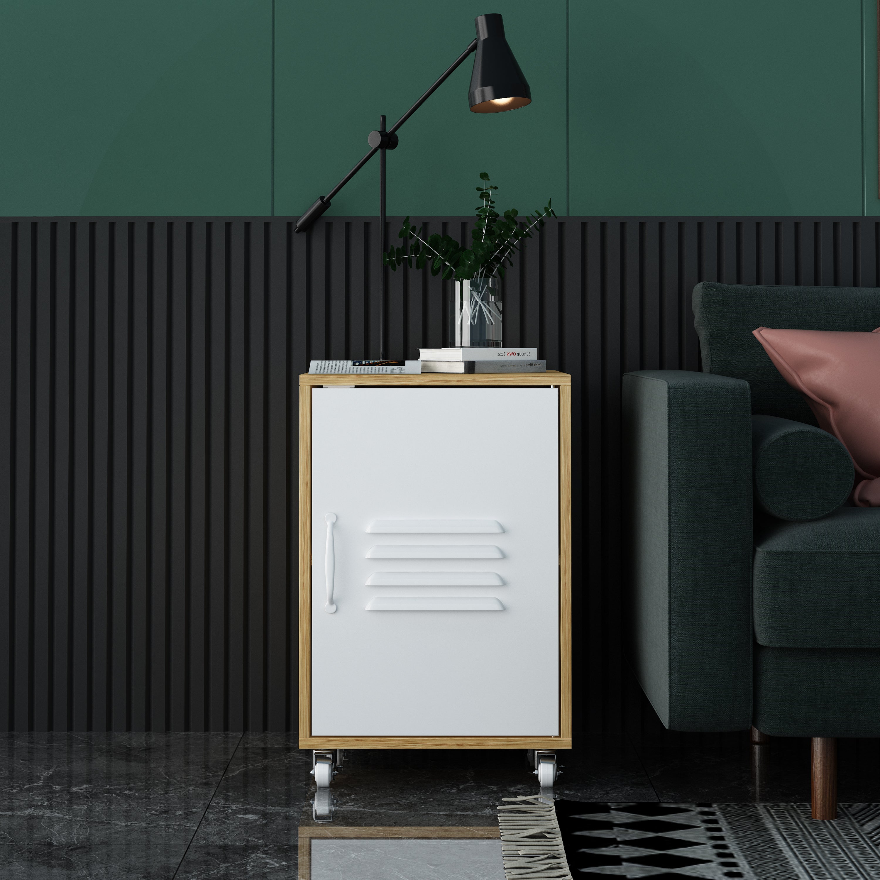 Industrial Bedside Table (White)