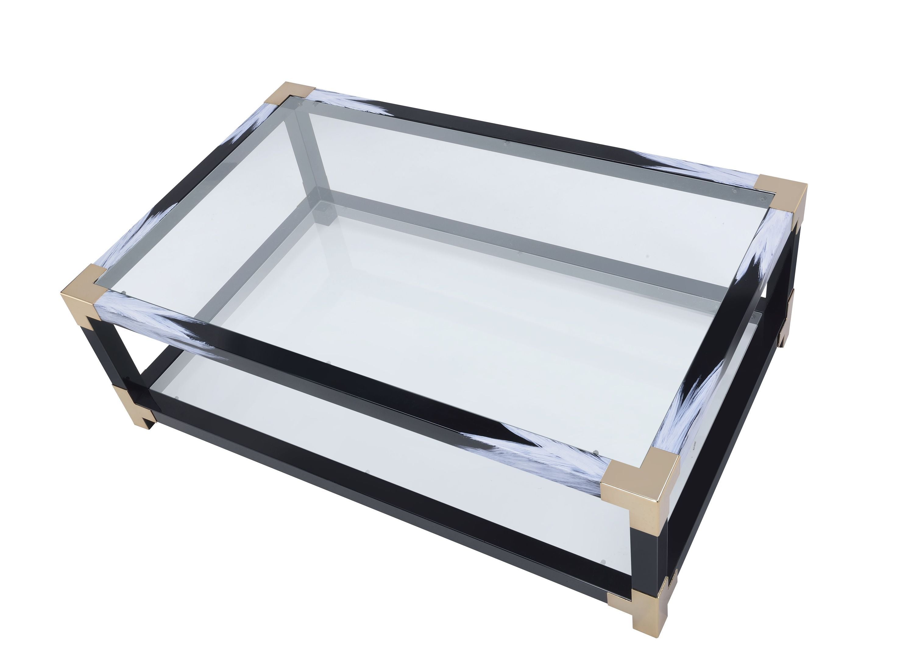 ACME Lafty Coffee Table in White Brushed & Clear Glass 81000
