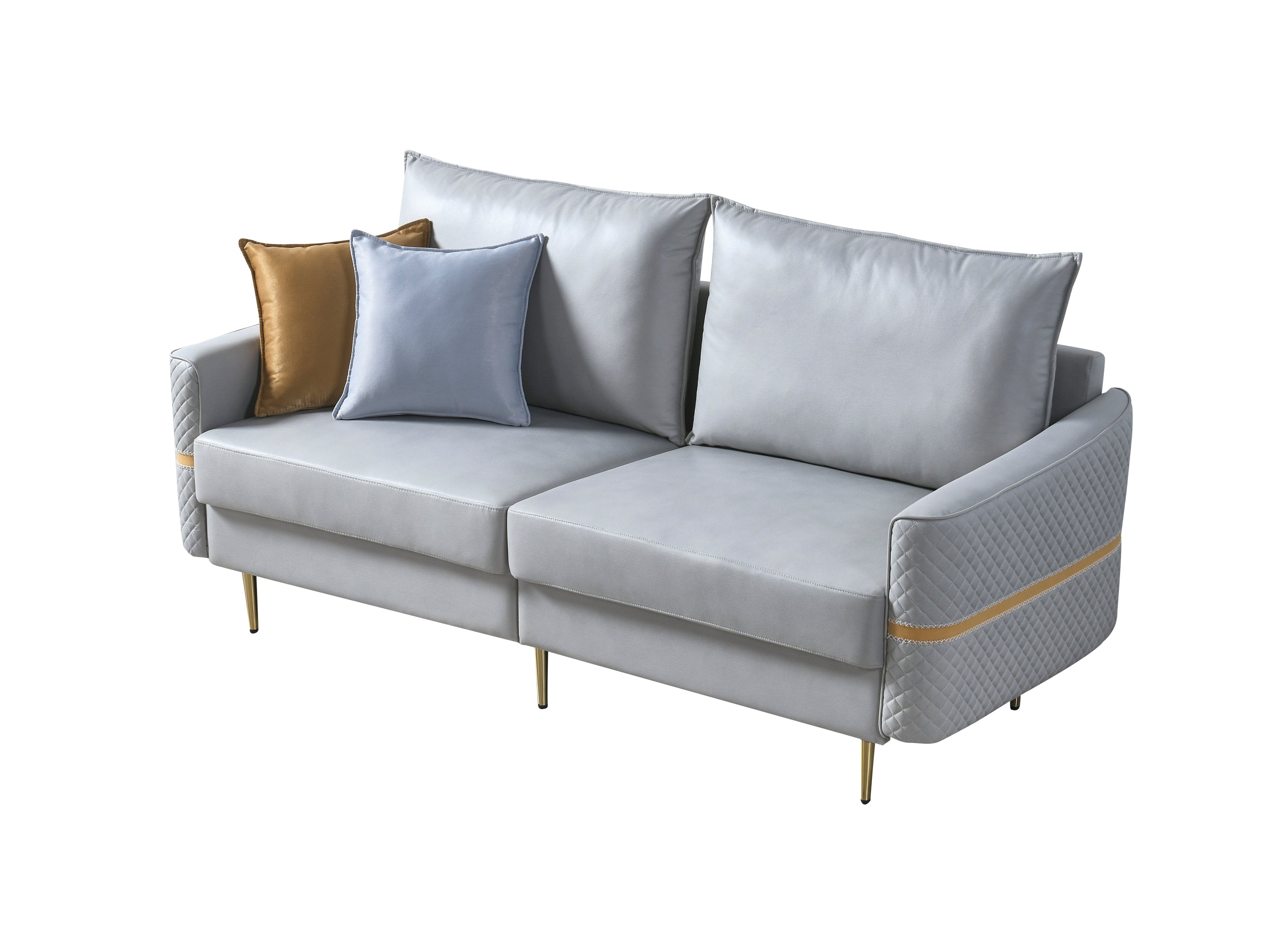 72" Loveseat Sofa with 2 Pillows (Gray)