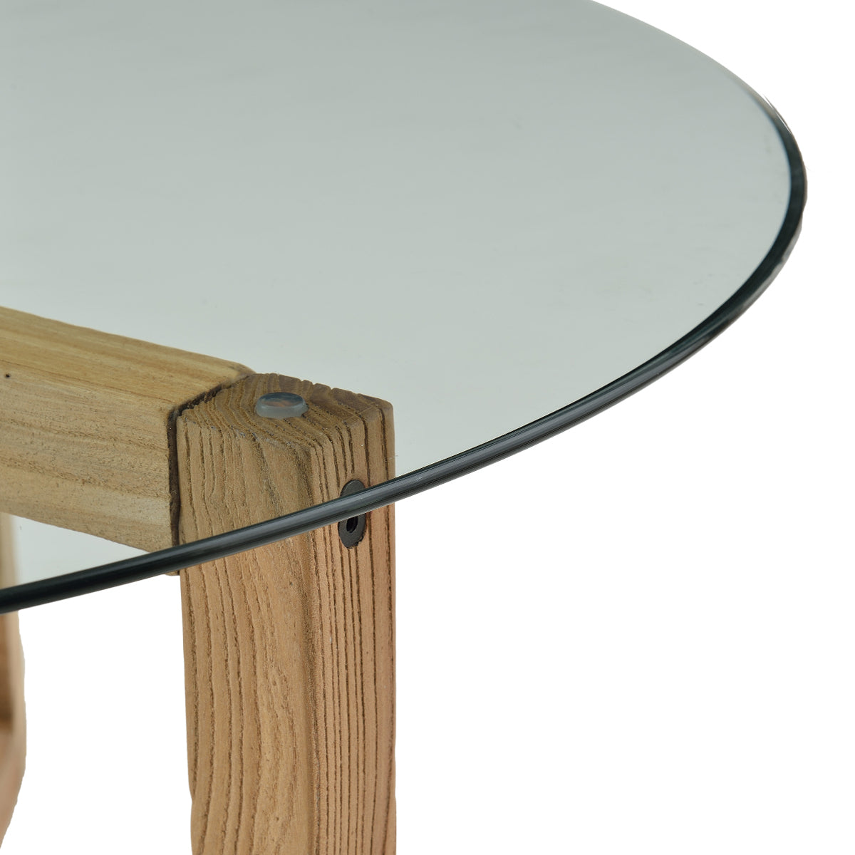ON-TREND Round Glass Coffee Table (Natural)