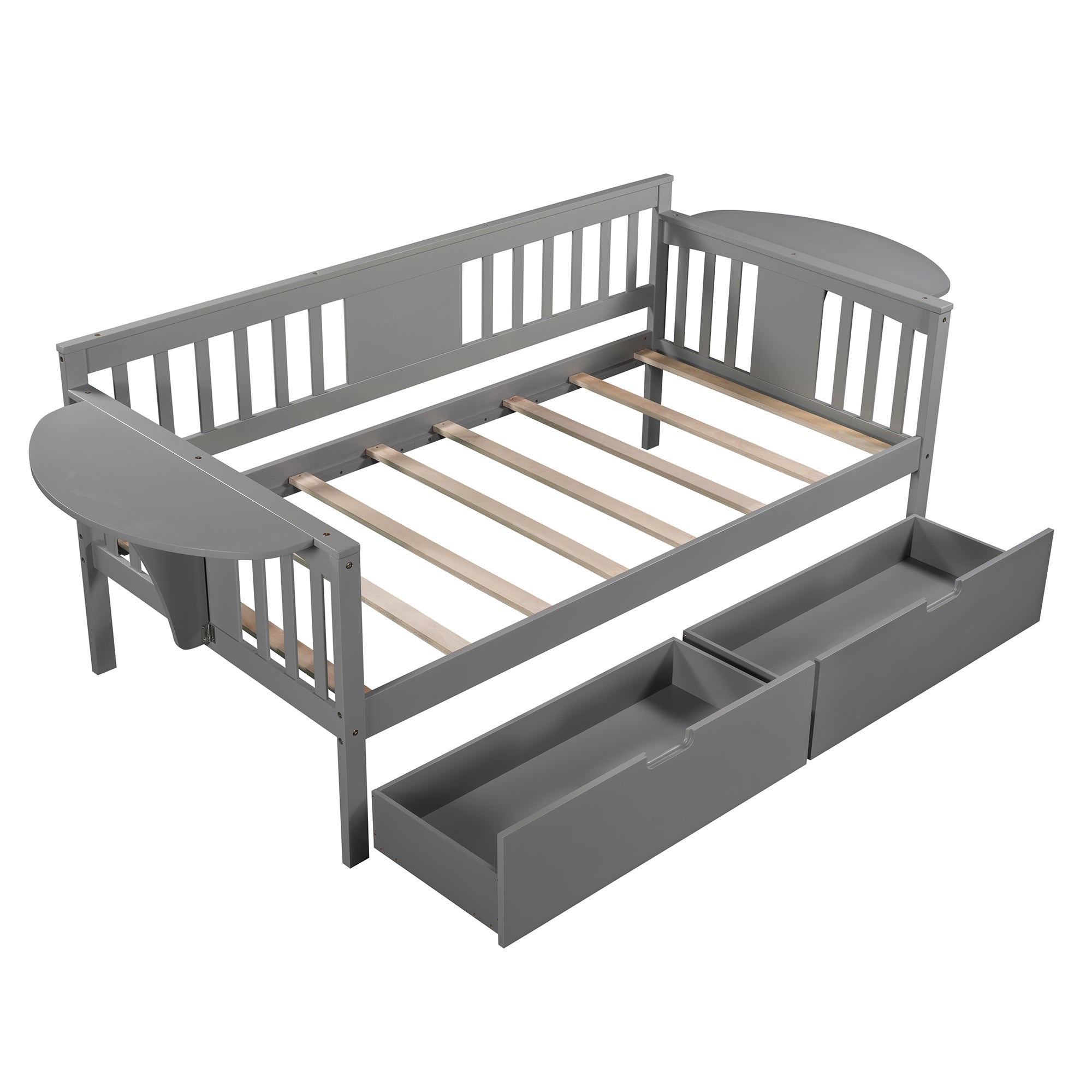 Twin size Daybed with Two Drawers  (Gray)