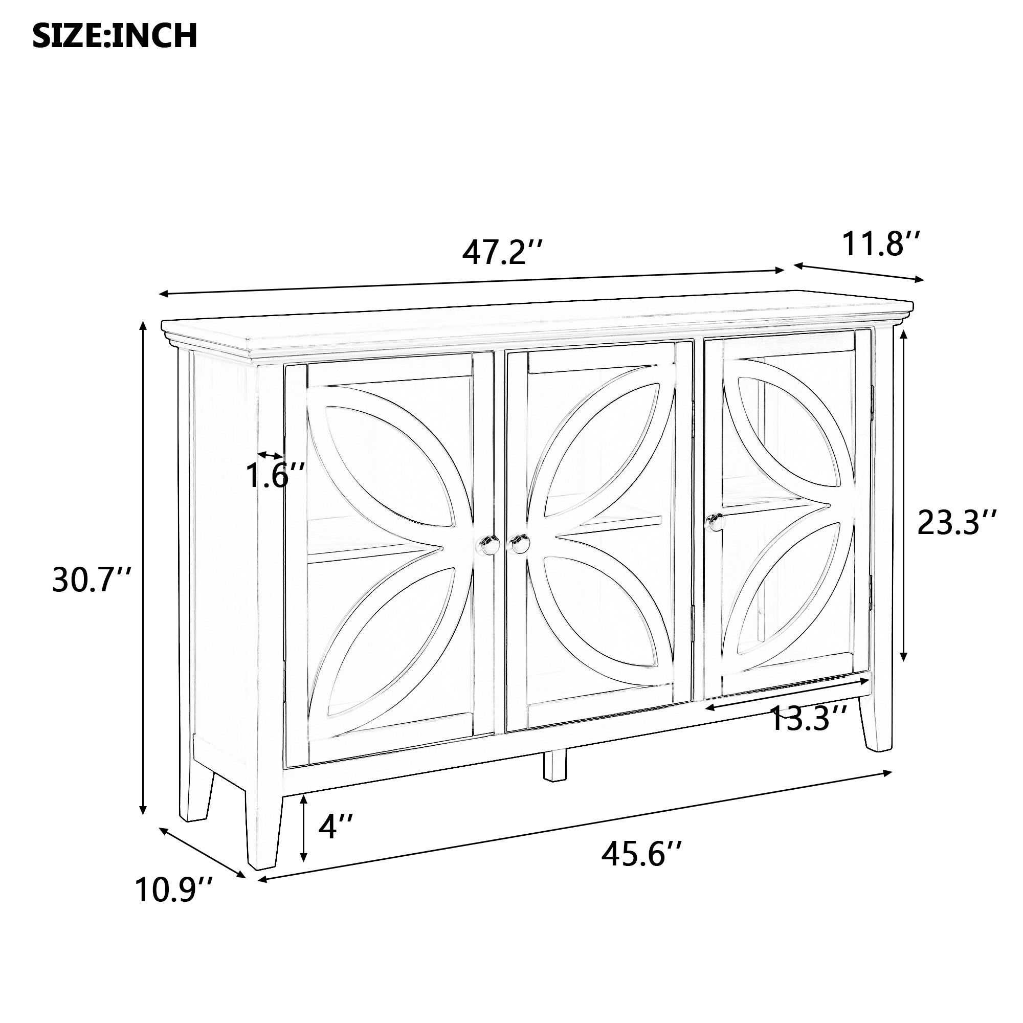 Accent Storage Cabinet Wooden Cabinet with Adjustable Shelf (Black)