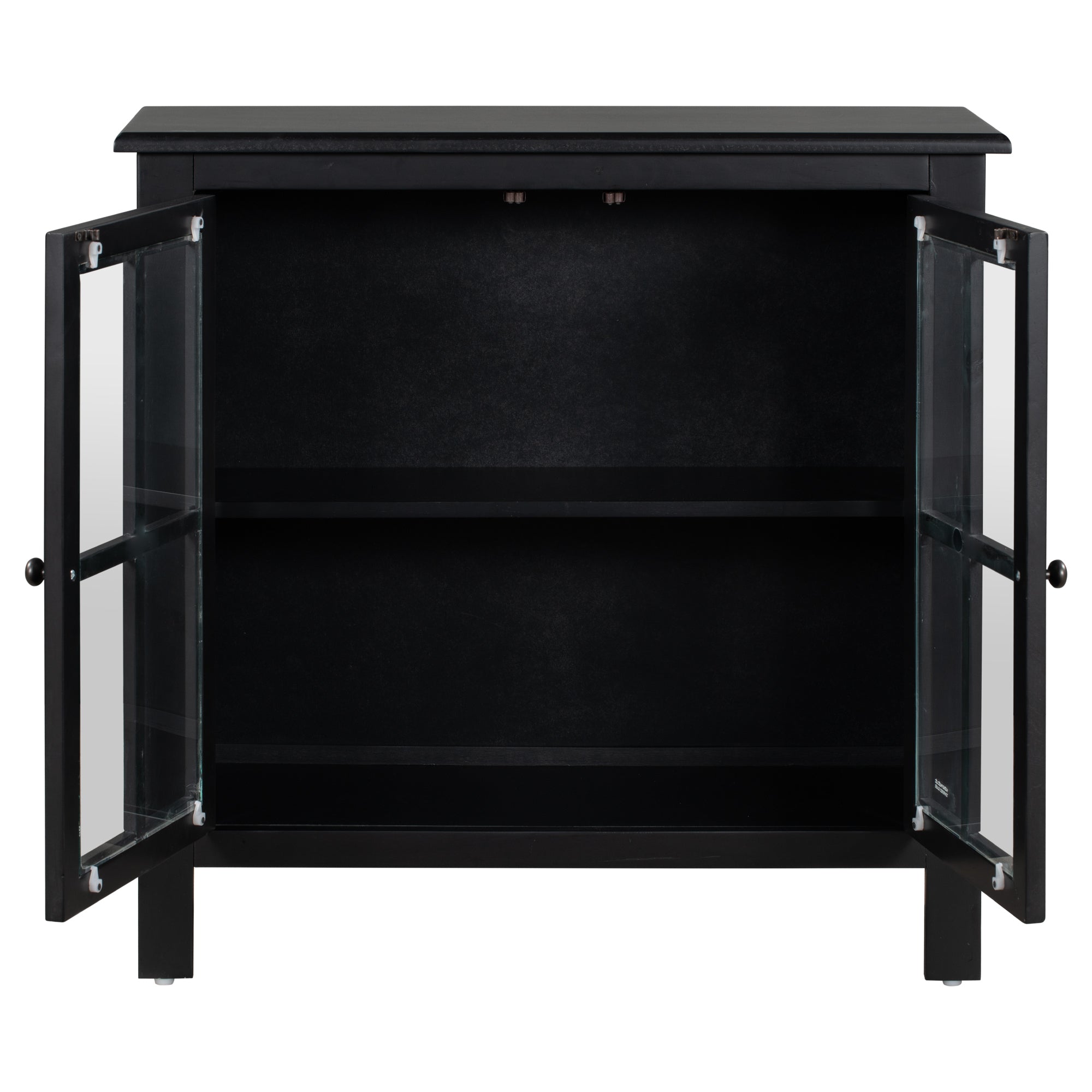 31.5’’ Wood Accent Buffet Sideboard Storage Cabinet with Doors and Adjustable Shelf (Black)