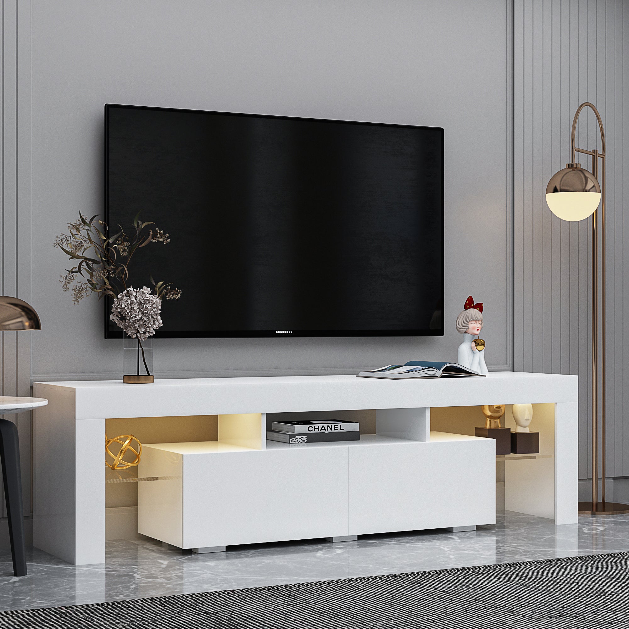 Modern TV Cabinet LED (White)