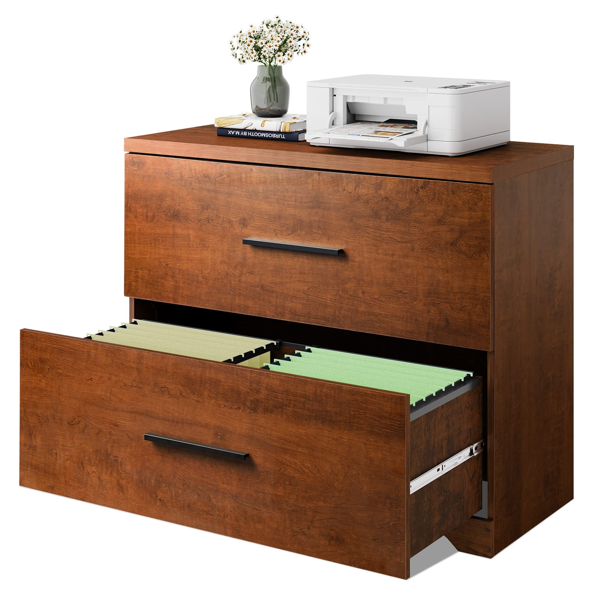 Wooden Horizontal File Cabinet (Walnut)