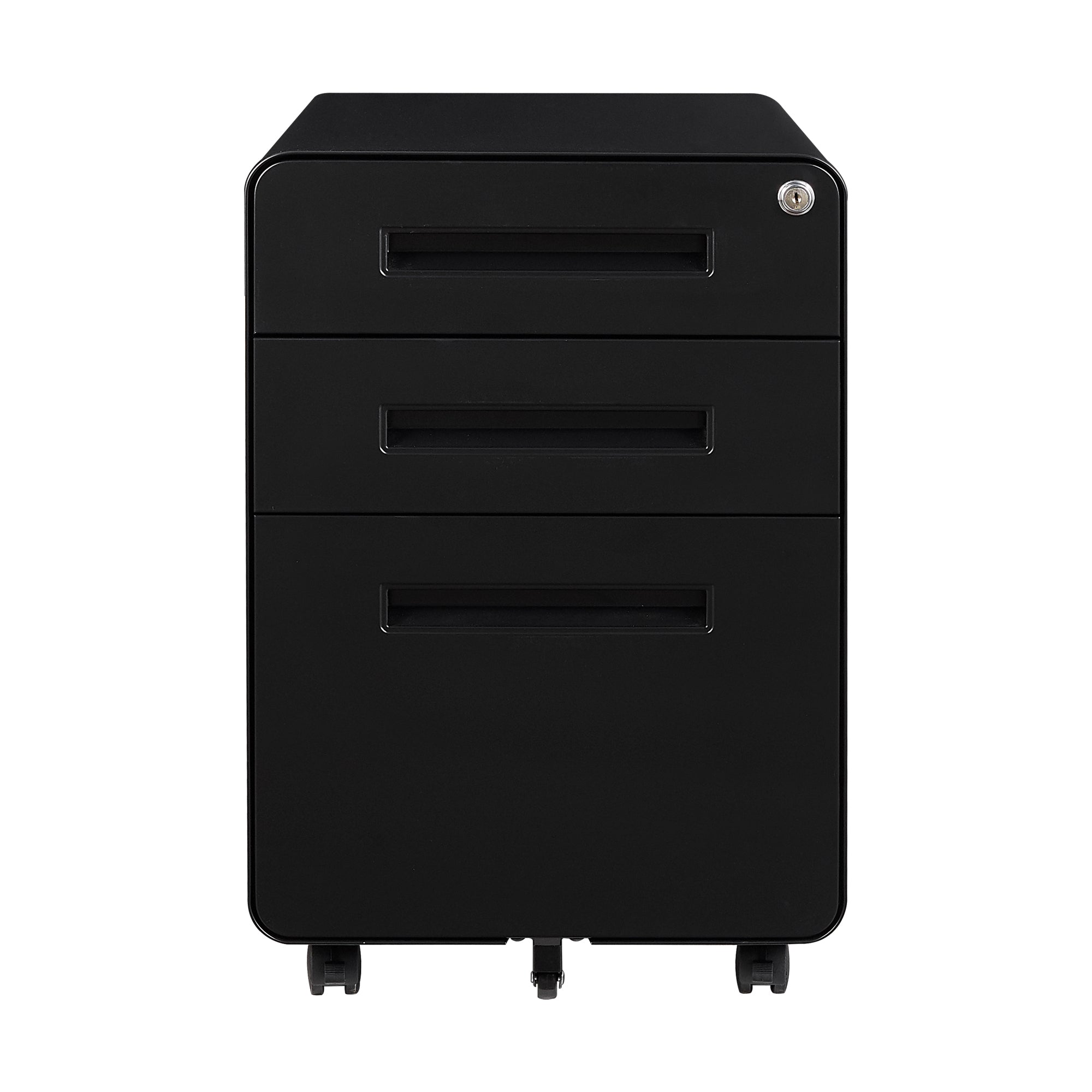 Metal Storage File Cabinet with Lock and Key (Black)