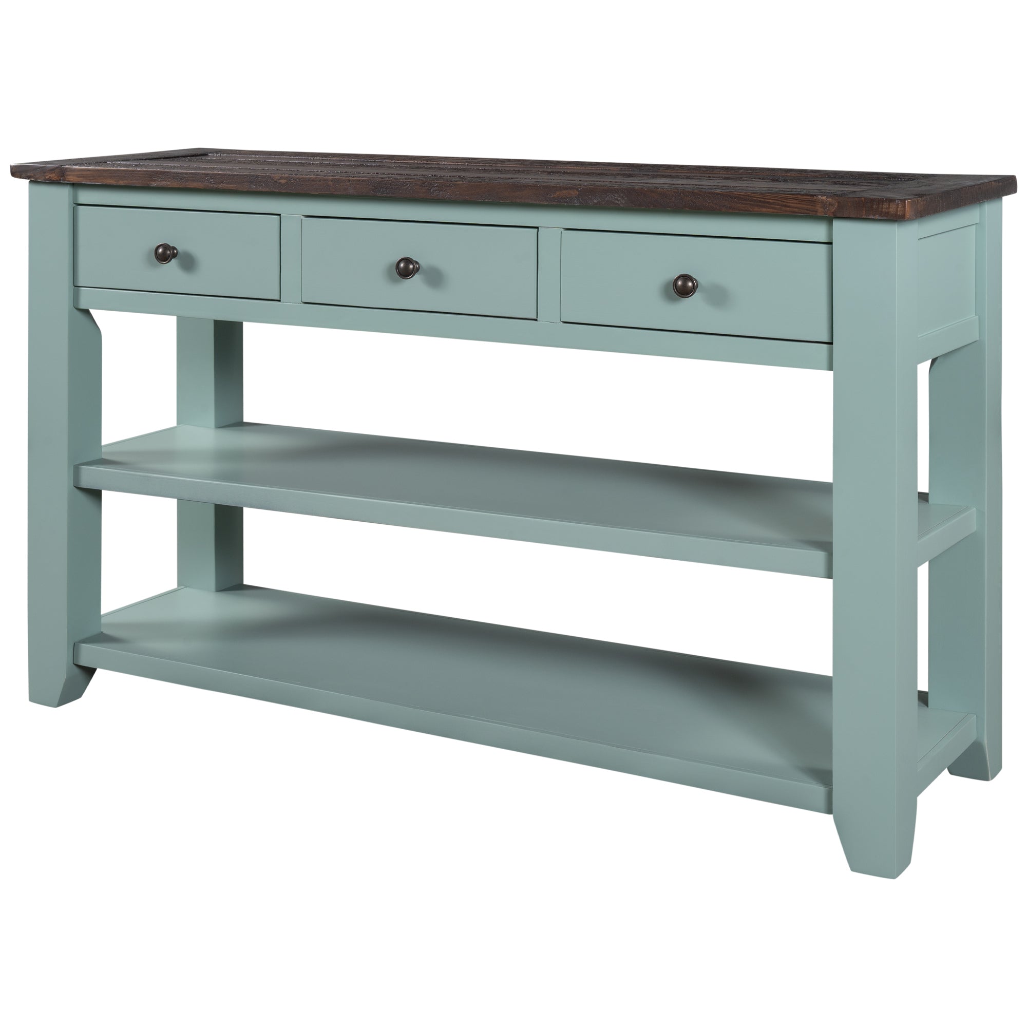 48'' Modern Console Table  Sofa Table for Living Room with 3 Drawers and 2 Shelves(Green)