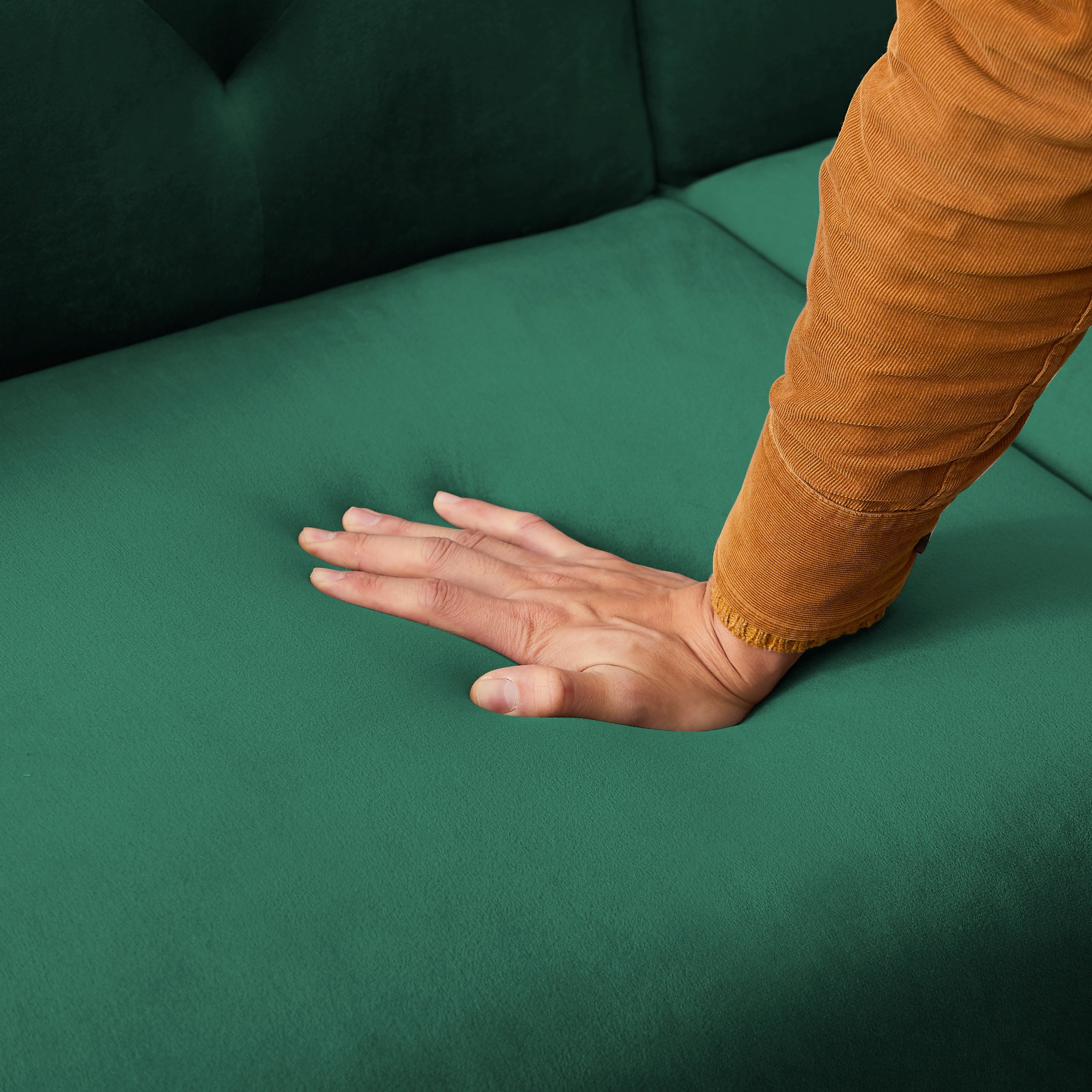 FUTON Sofa Sleeper Velvet with 2 Pillows (Green)