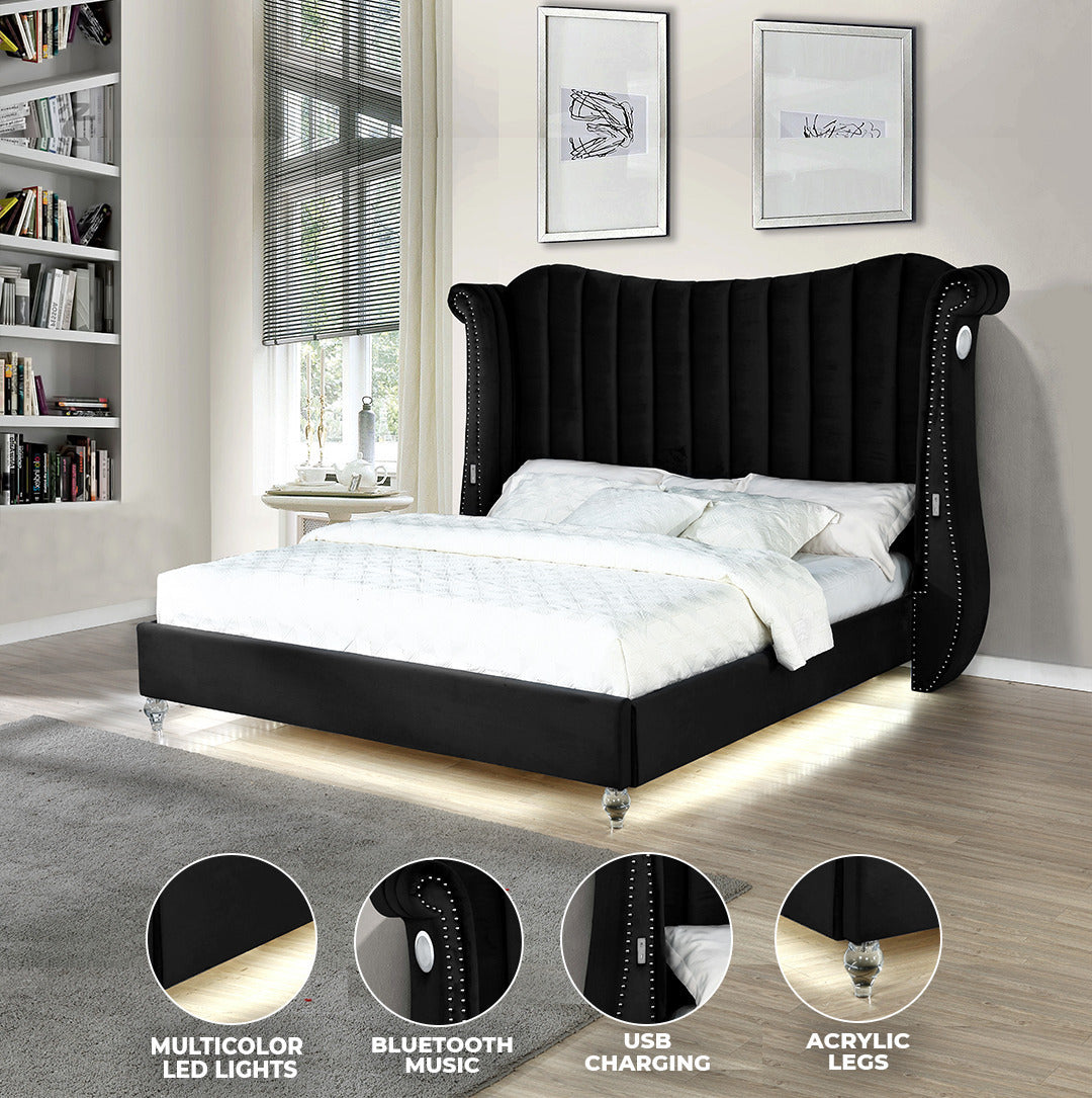 Tulip King Upholstery Bed (Black)
