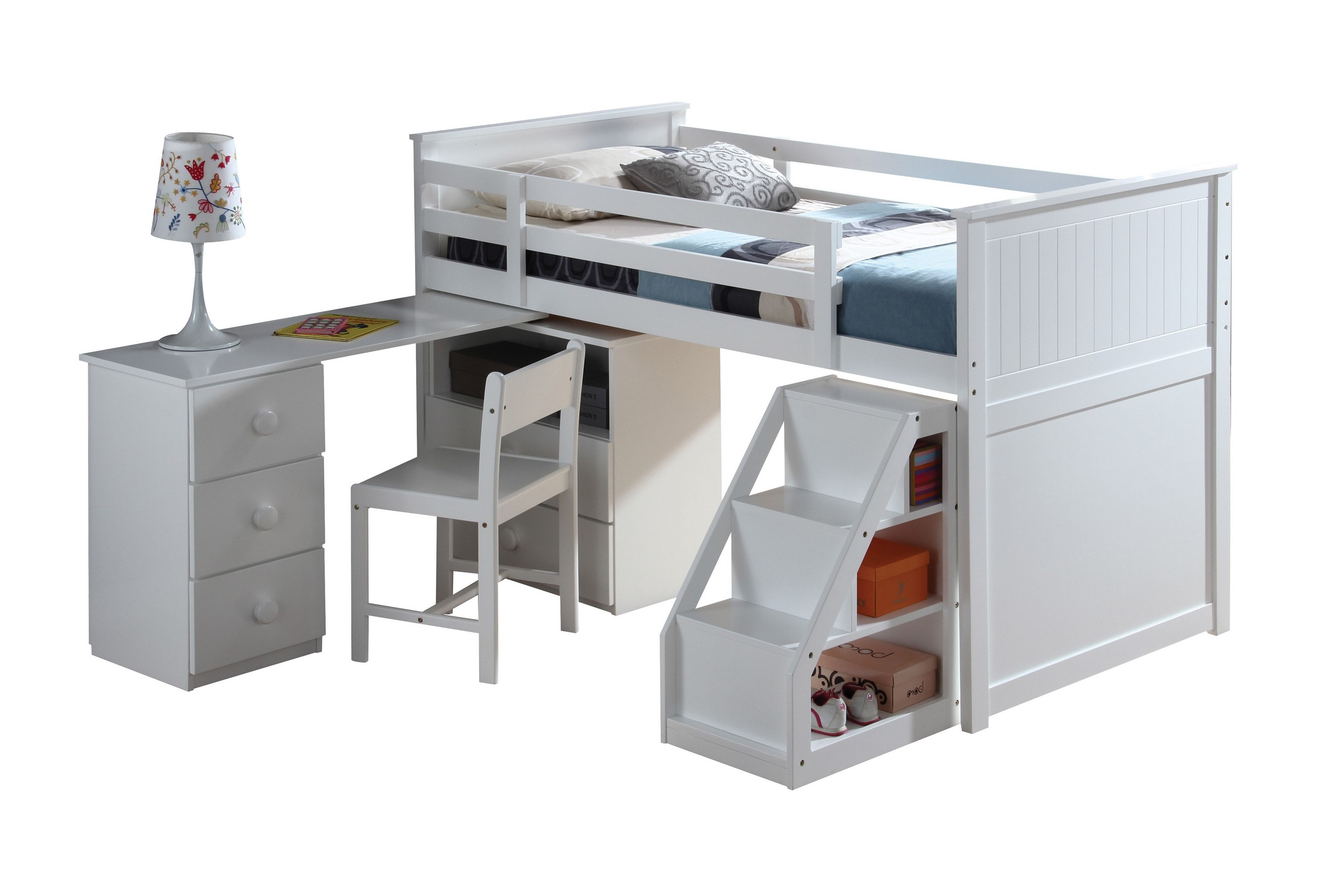 ACME Wyatt Loft Bed & Storage (White)