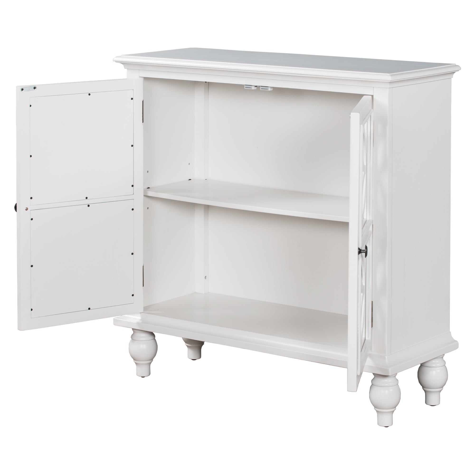 Sideboard Storage Cabinet with Doors and Adjustable Shelf (White)