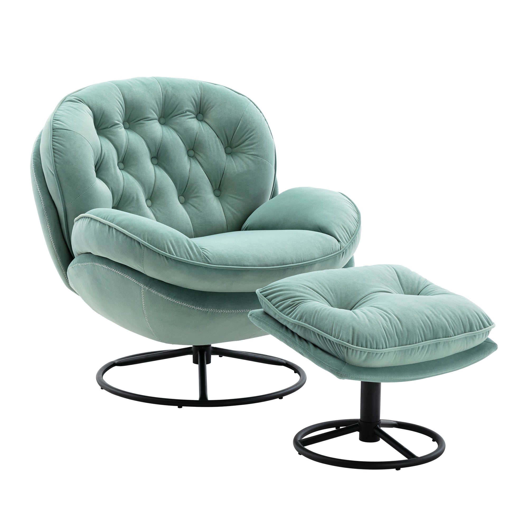Accent Chair with Ottoman (Teal)