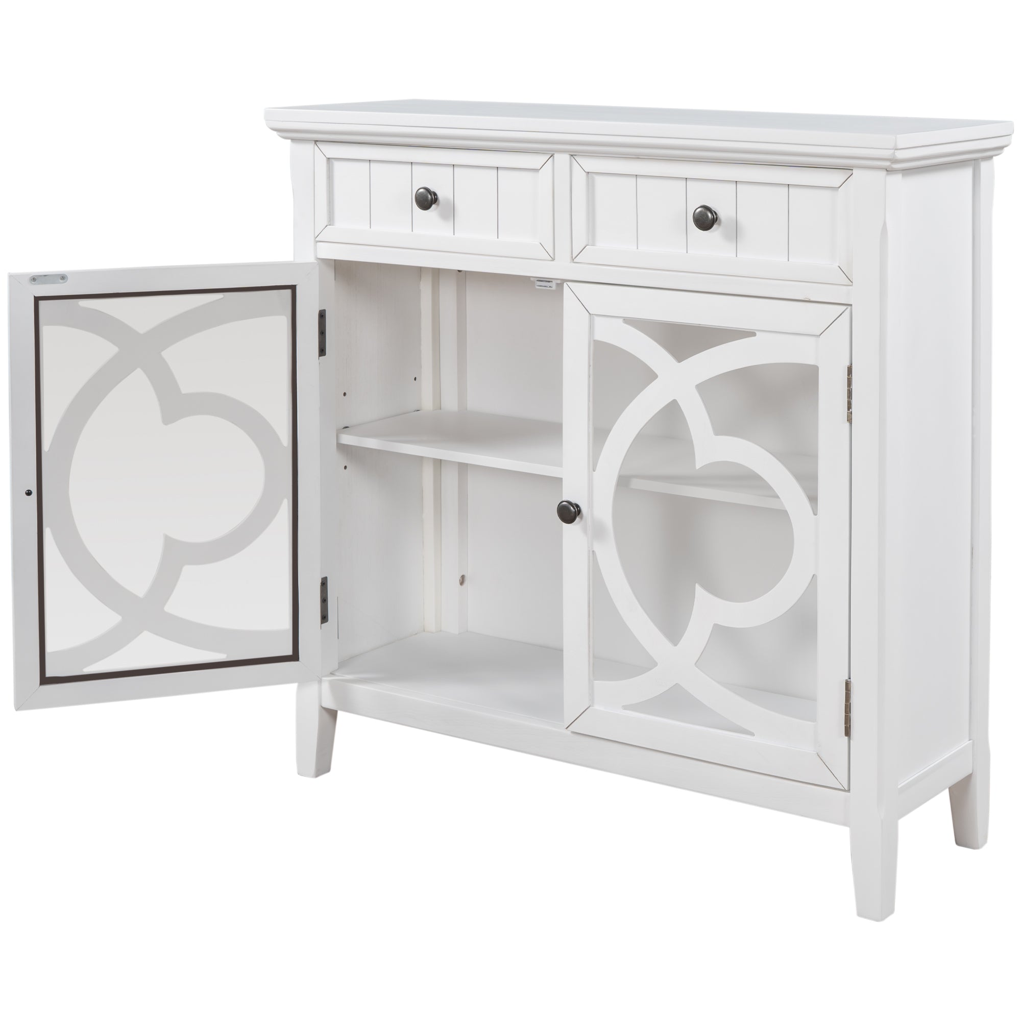 Accent Storage Cabinet Wooden Cabinet with Adjustable Shelf (White)