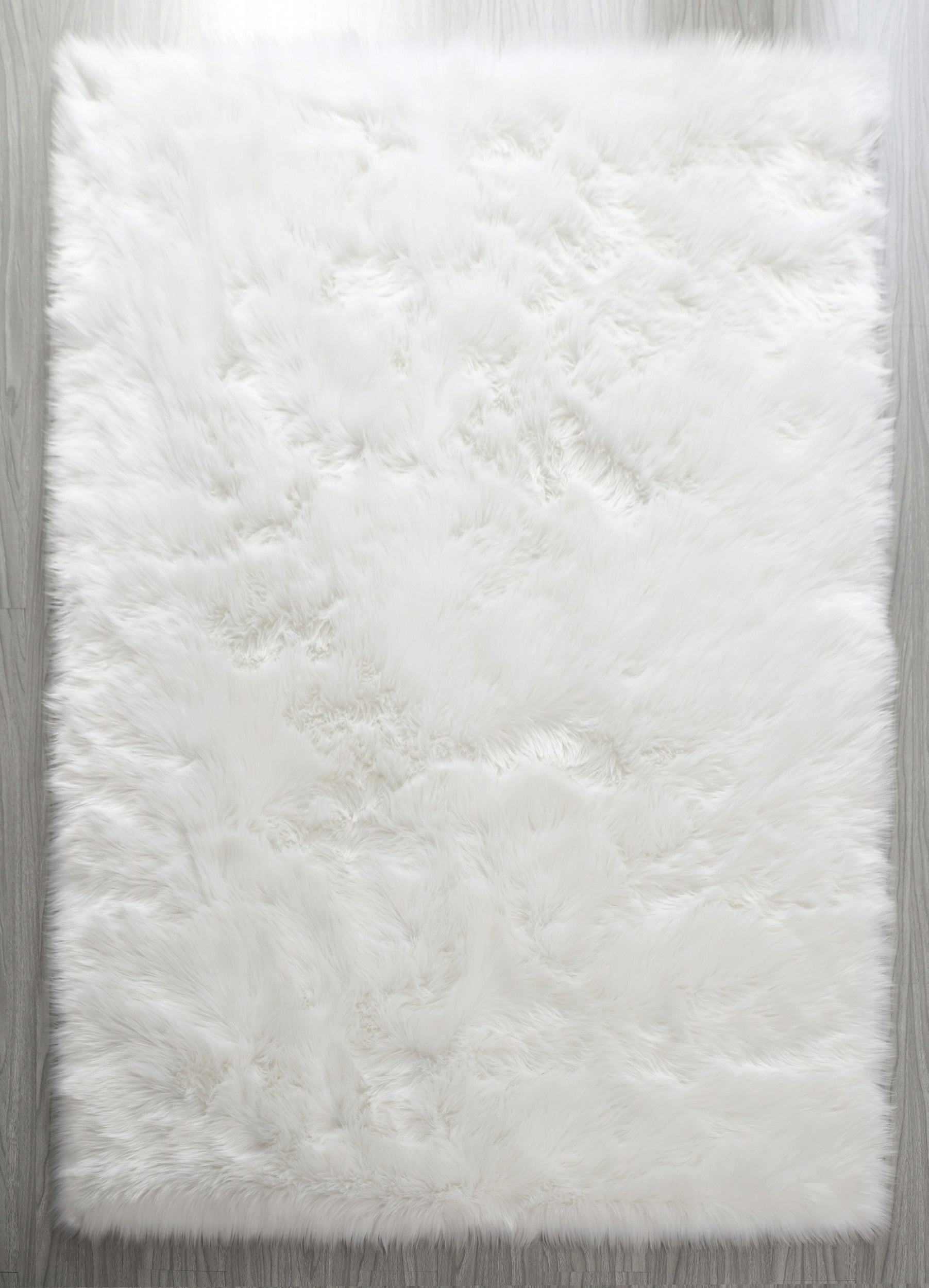 7' x 5' Cozy Collection Ultra Soft Fluffy Faux Fur Sheepskin Area Rug (White)