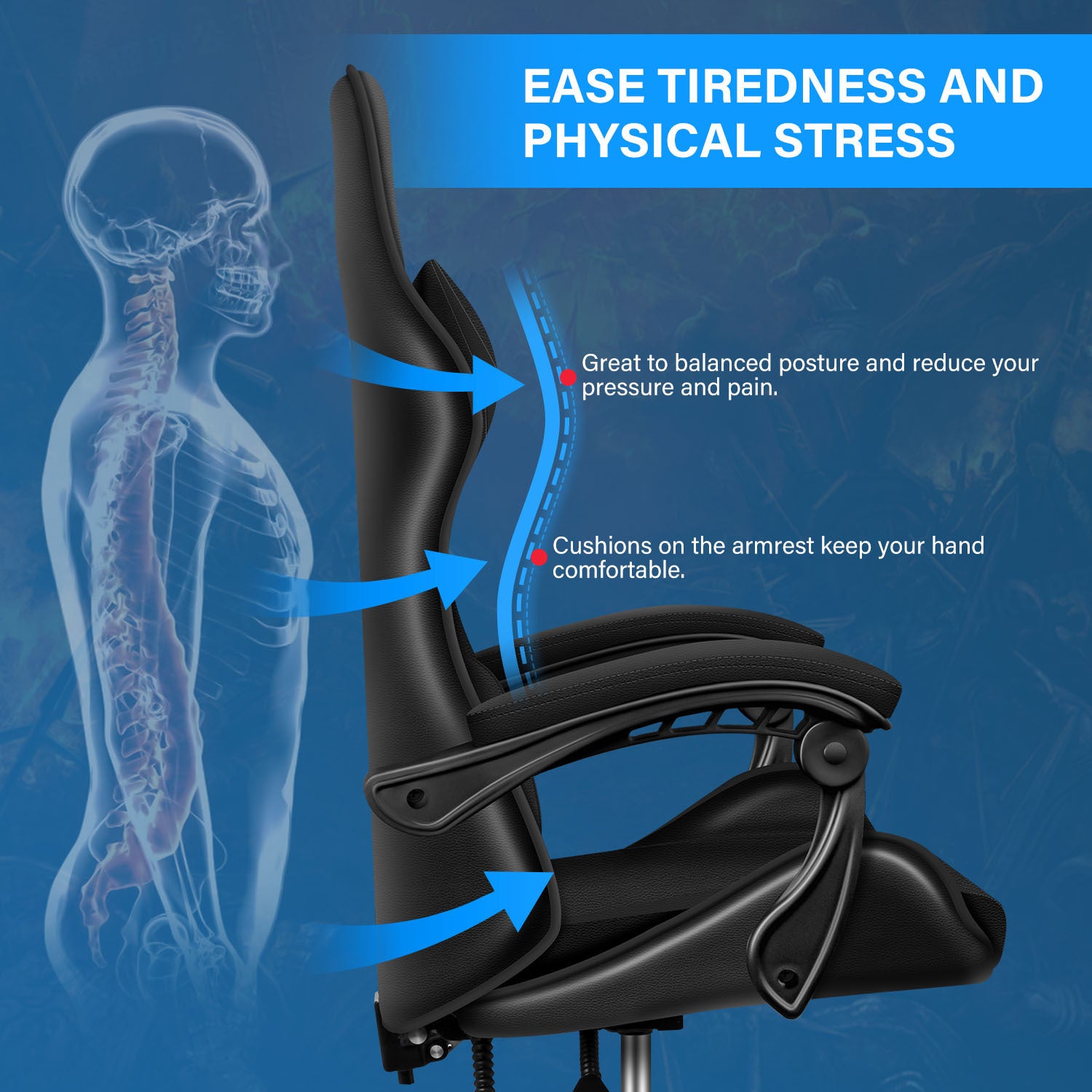 YSSOA Ergonomic Video Game Chair Without Footrest (Black)