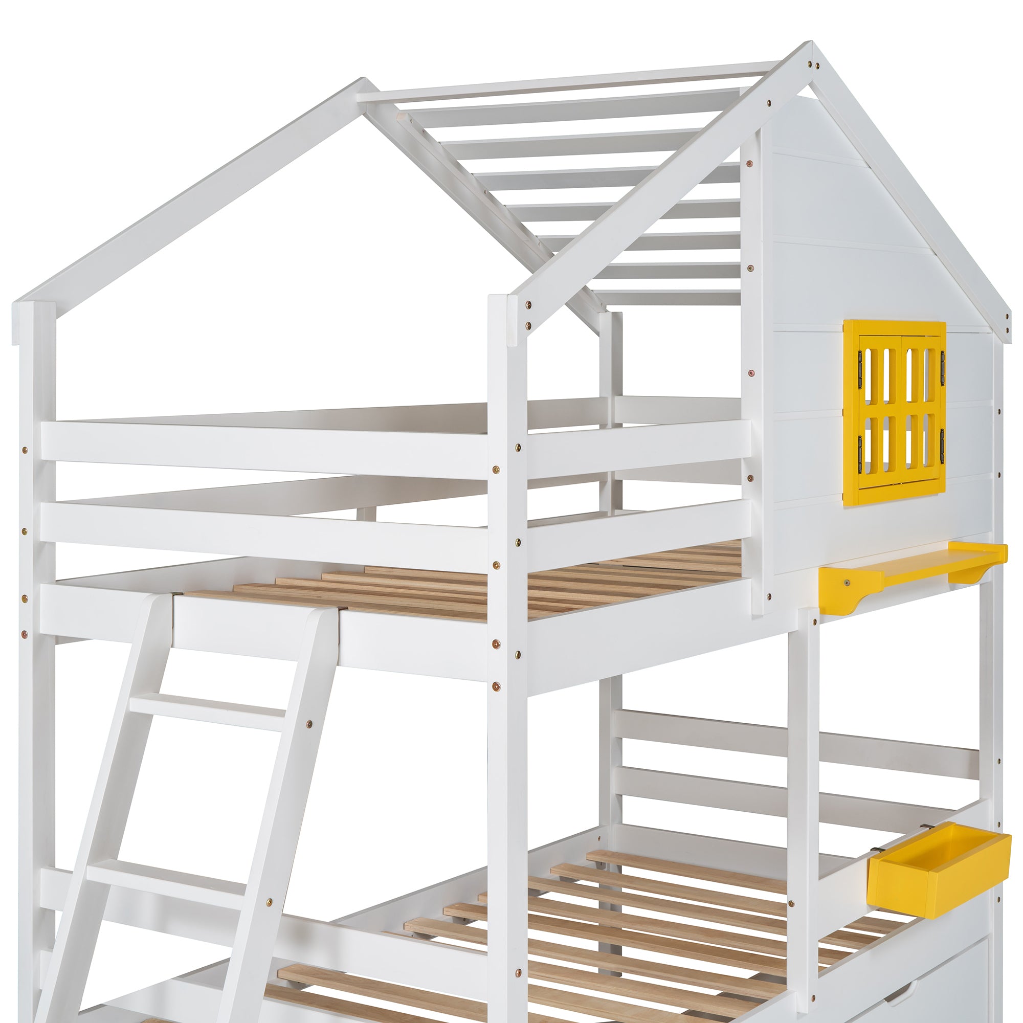 Twin over Twin Bunk Bed with 2 Drawers (White)