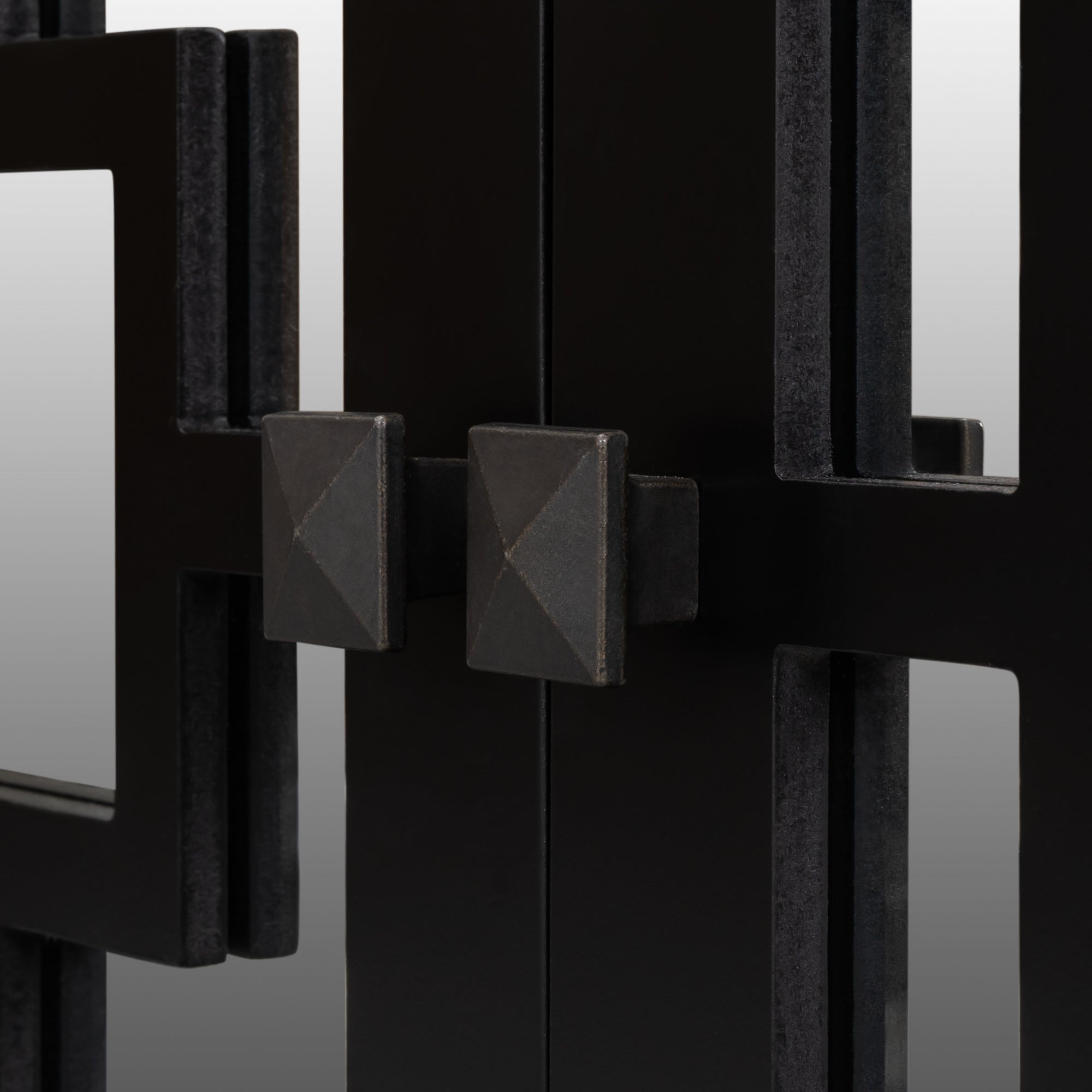 Accent Storage Cabinet Wooden Cabinet with Decorative Mirror Door (Black)