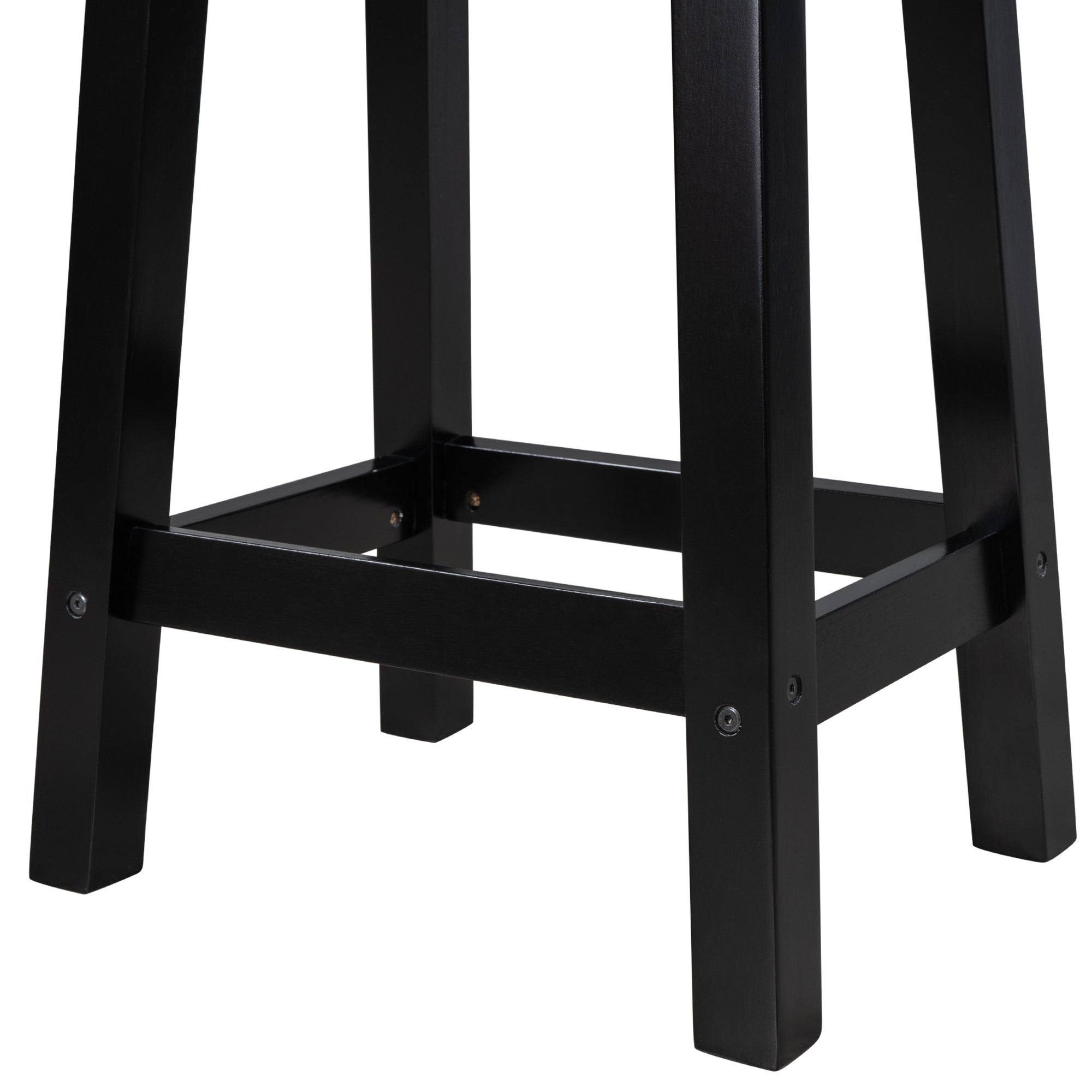 TOPMAX Solid Wood 3-Piece Set with 2 Suspended Stools 3-Tier Storage Small Place (Cherry+Black)