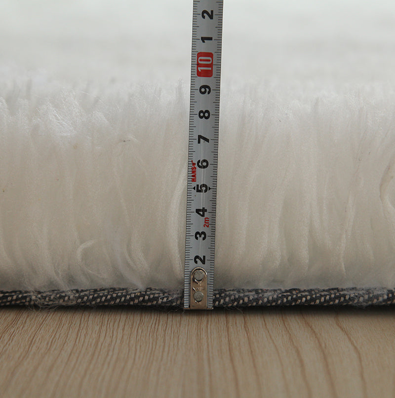 11' x 8' Long Pile Hand Tufted Shag Area Rug (White)