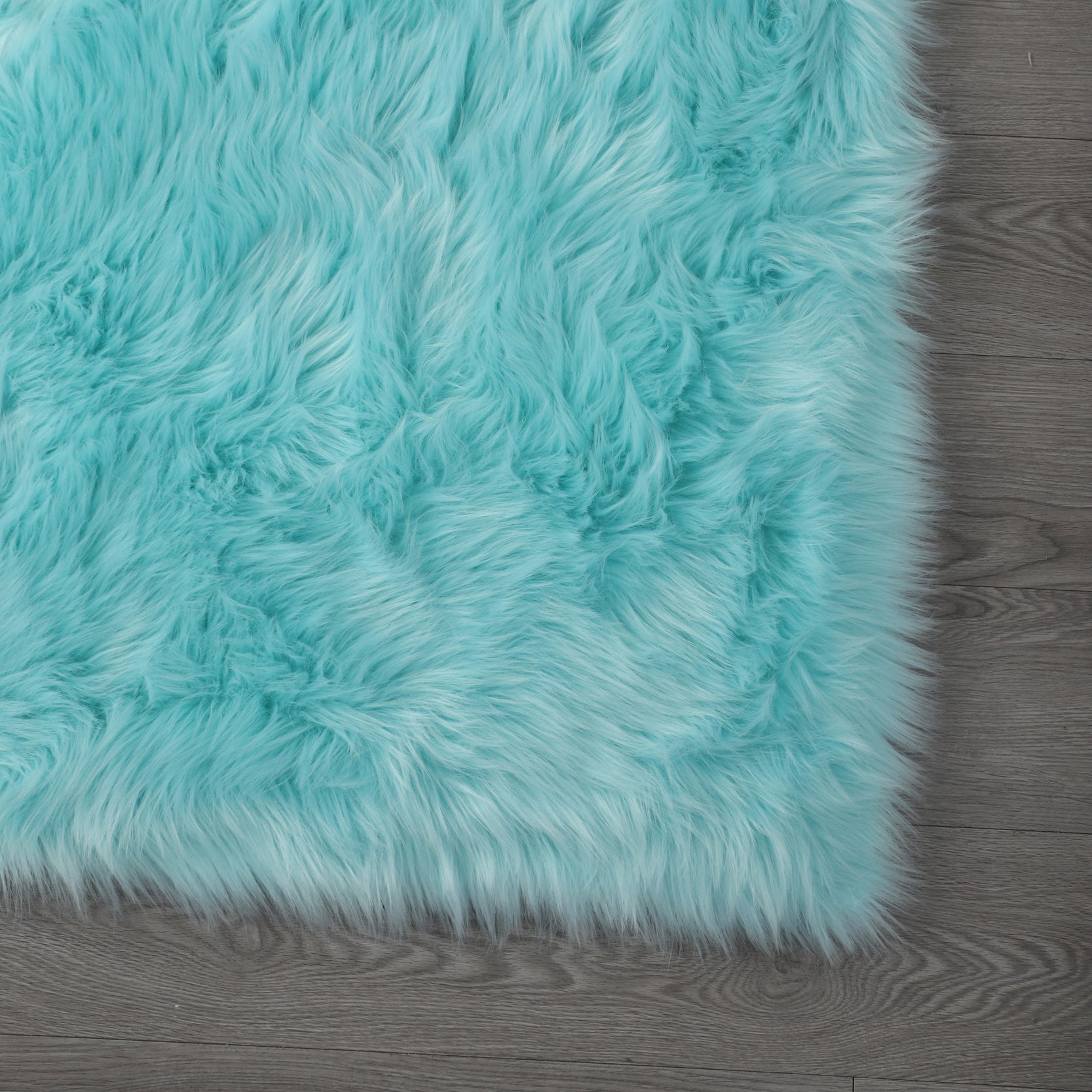 7' x 5' Cozy Collection Ultra Soft Fluffy Faux Fur Sheepskin Area Rug (Teal)
