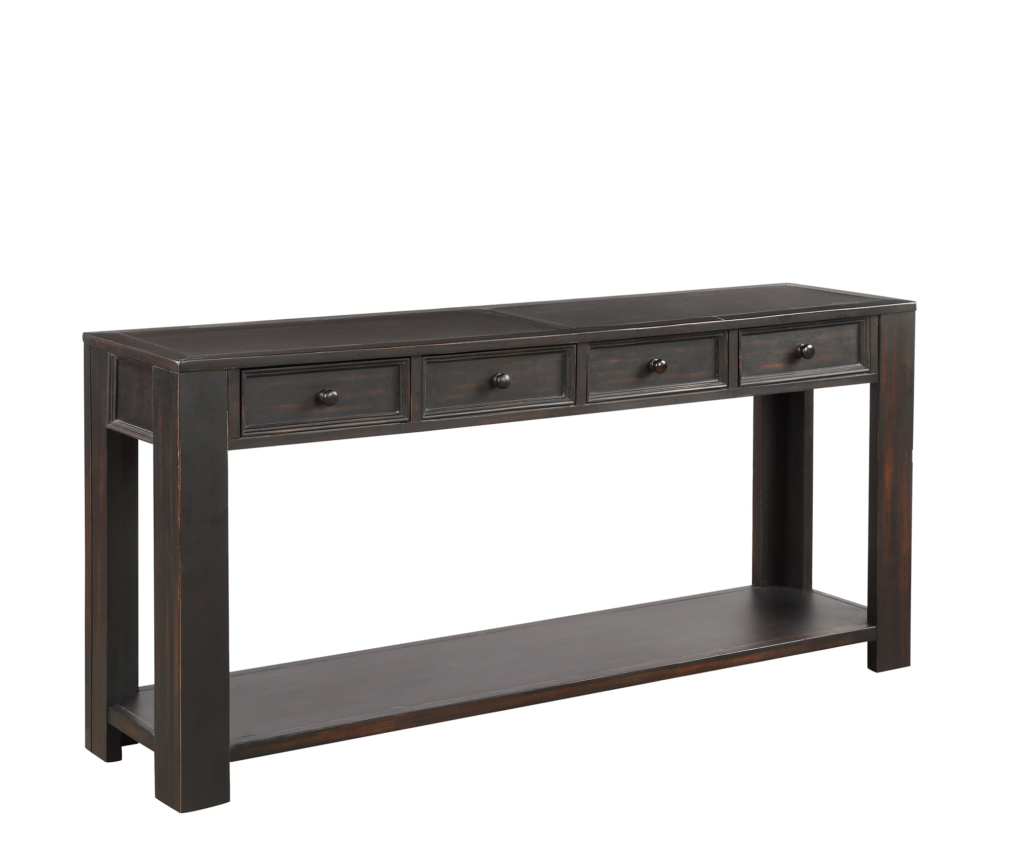 Console Table for Entryway Hallway Sofa Table with Storage Drawers and Bottom Shelf (Black)