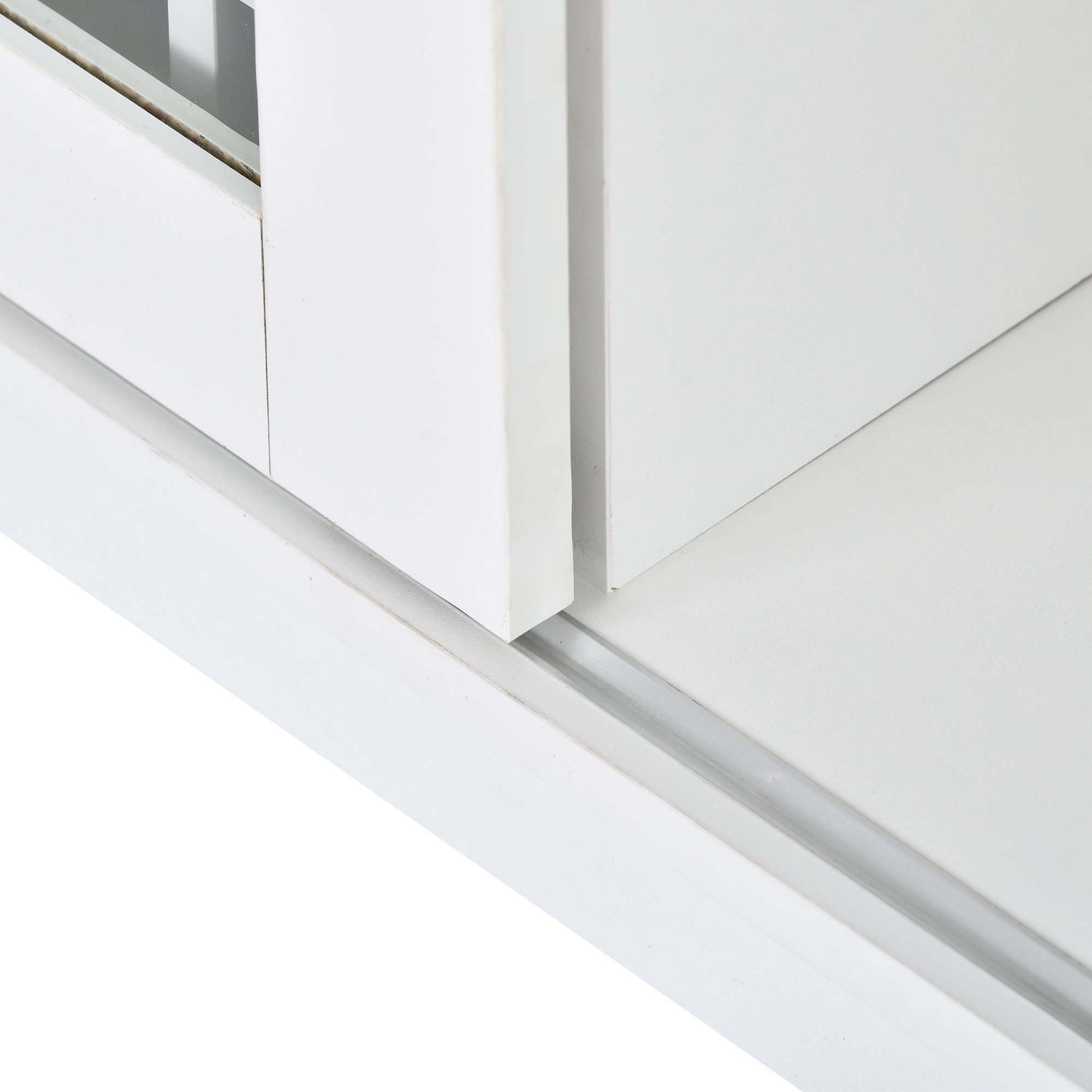 TREXM Glass Sliding Door and Integrated Compartment (White)