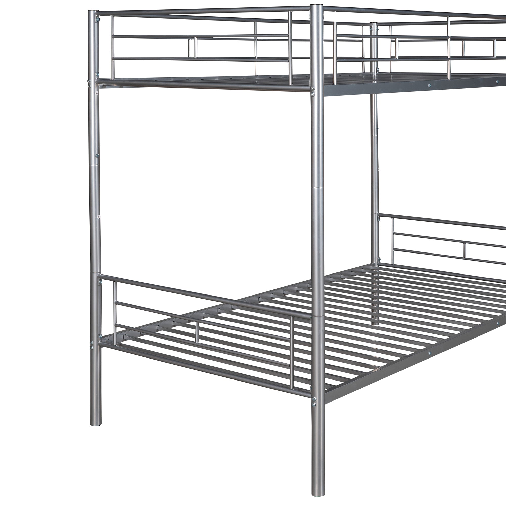 Twin Over Twin Metal Bunk Bed (Silver)