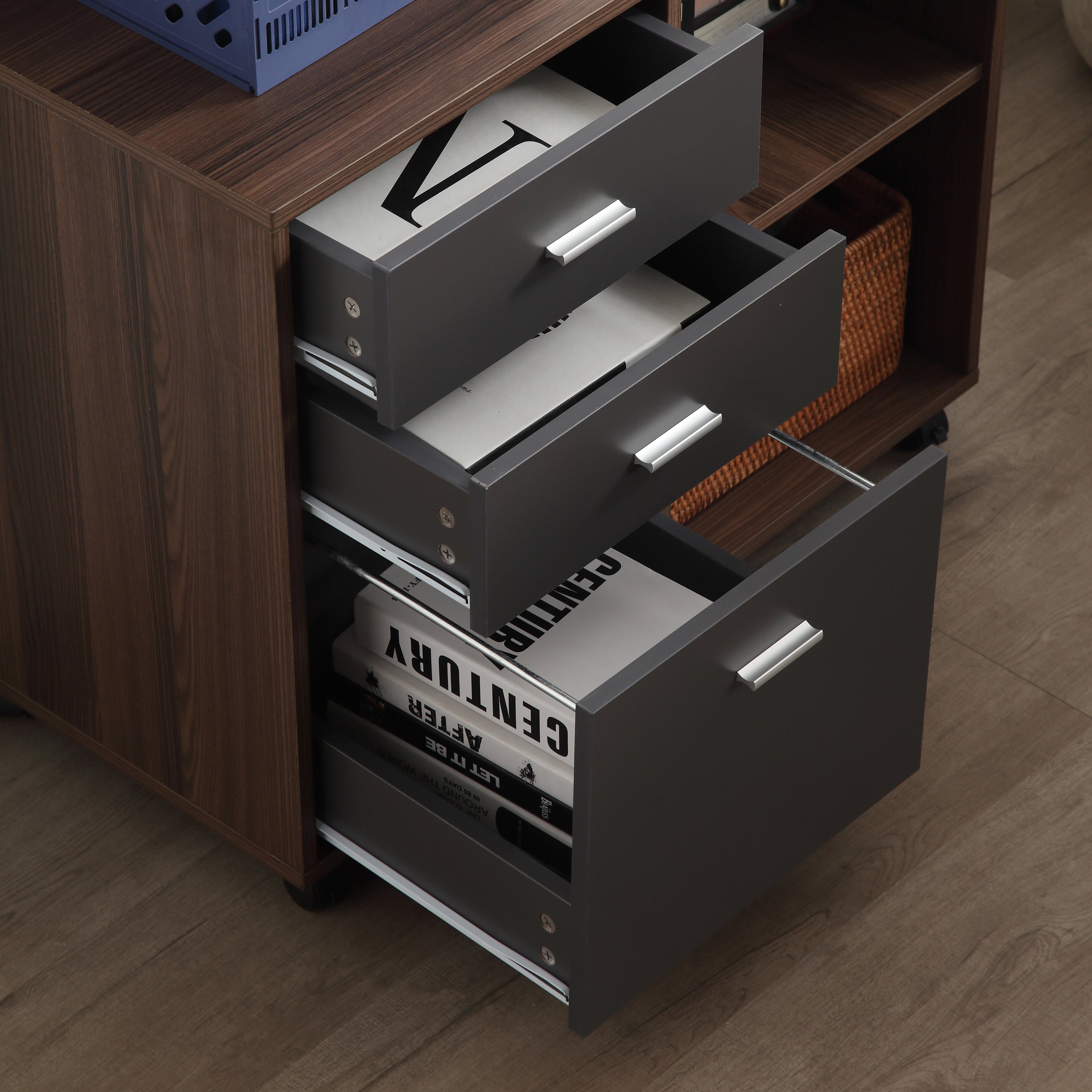 Mobile Side File Cabinet (Dark Gray)