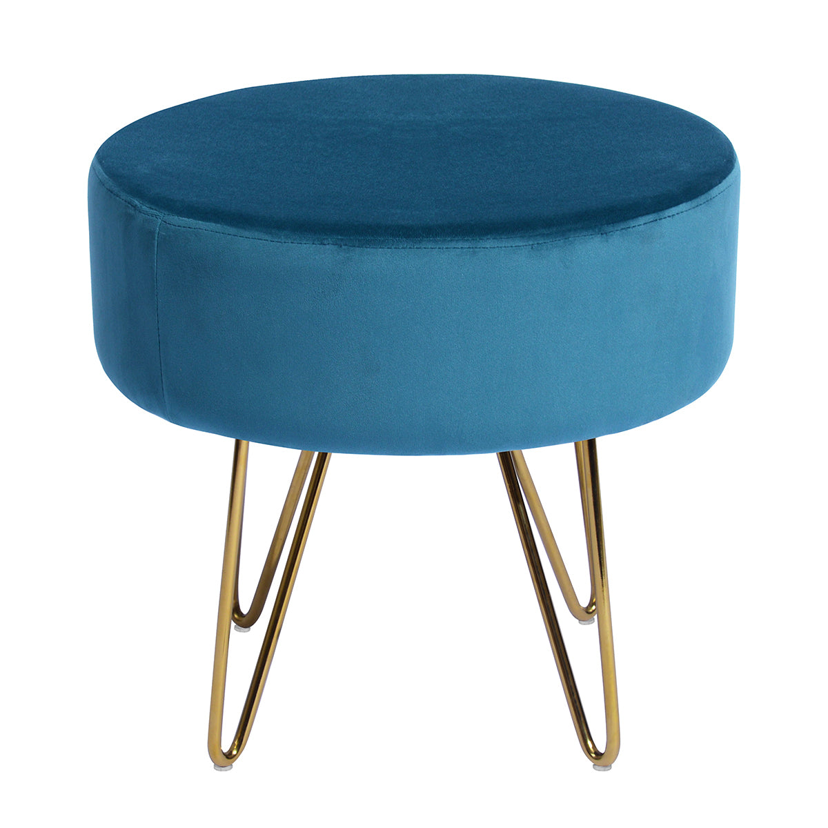 17.7" Round Shaped Ottoman with Metal Legs (Teal)
