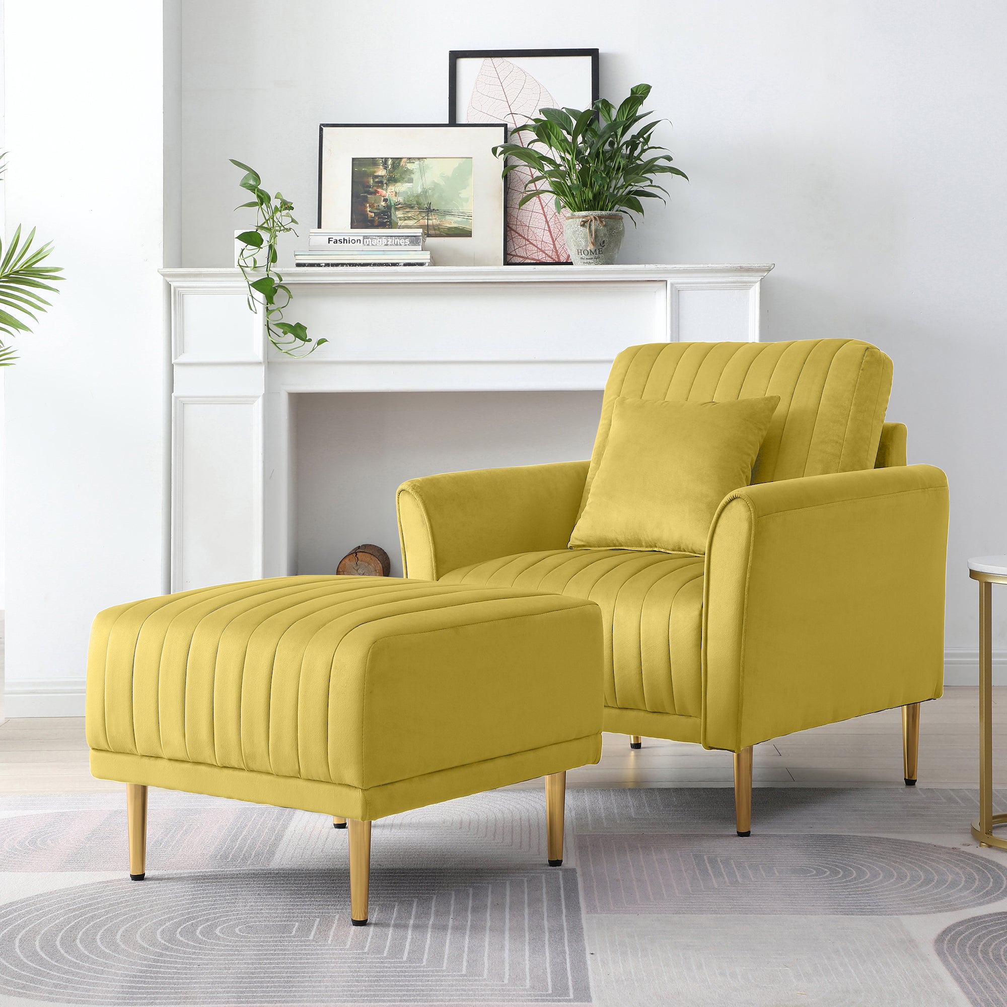 Ginger Velvet Single Leisure Sofa Chair