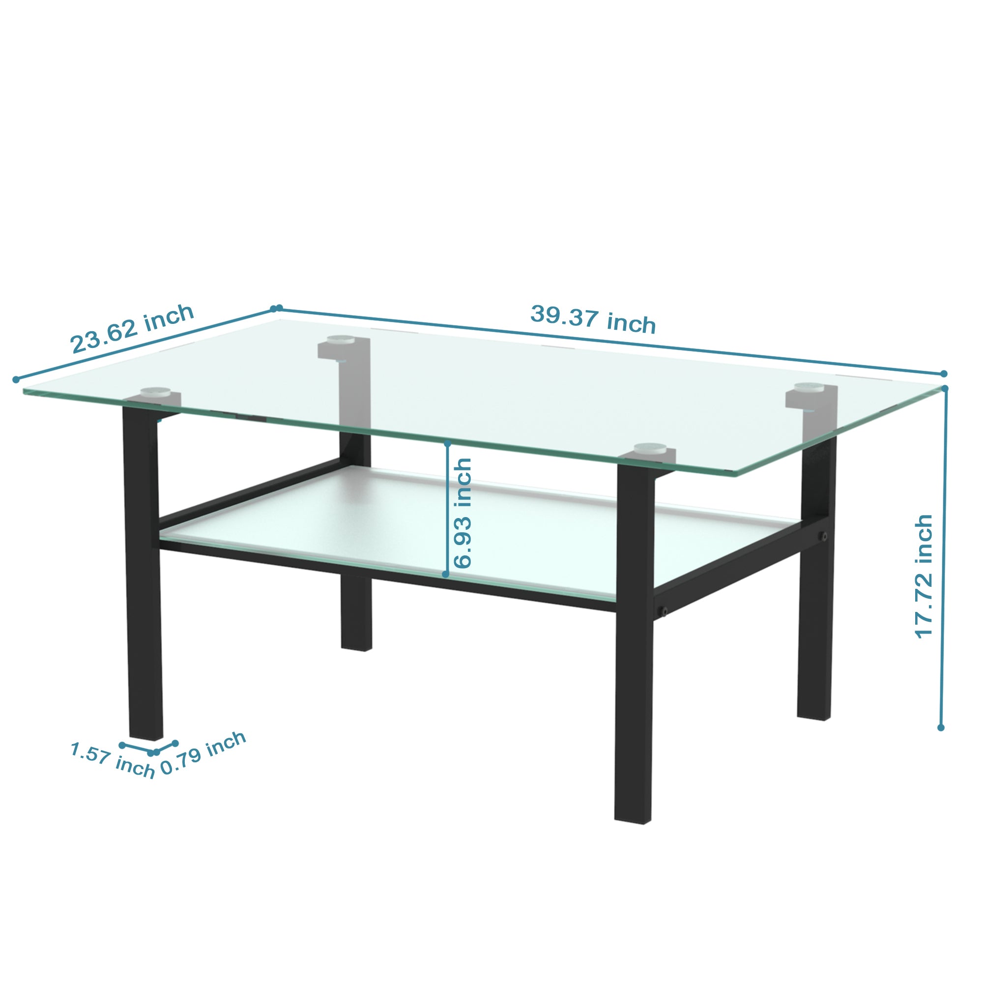 Transparent Glass Coffee Table (Black)