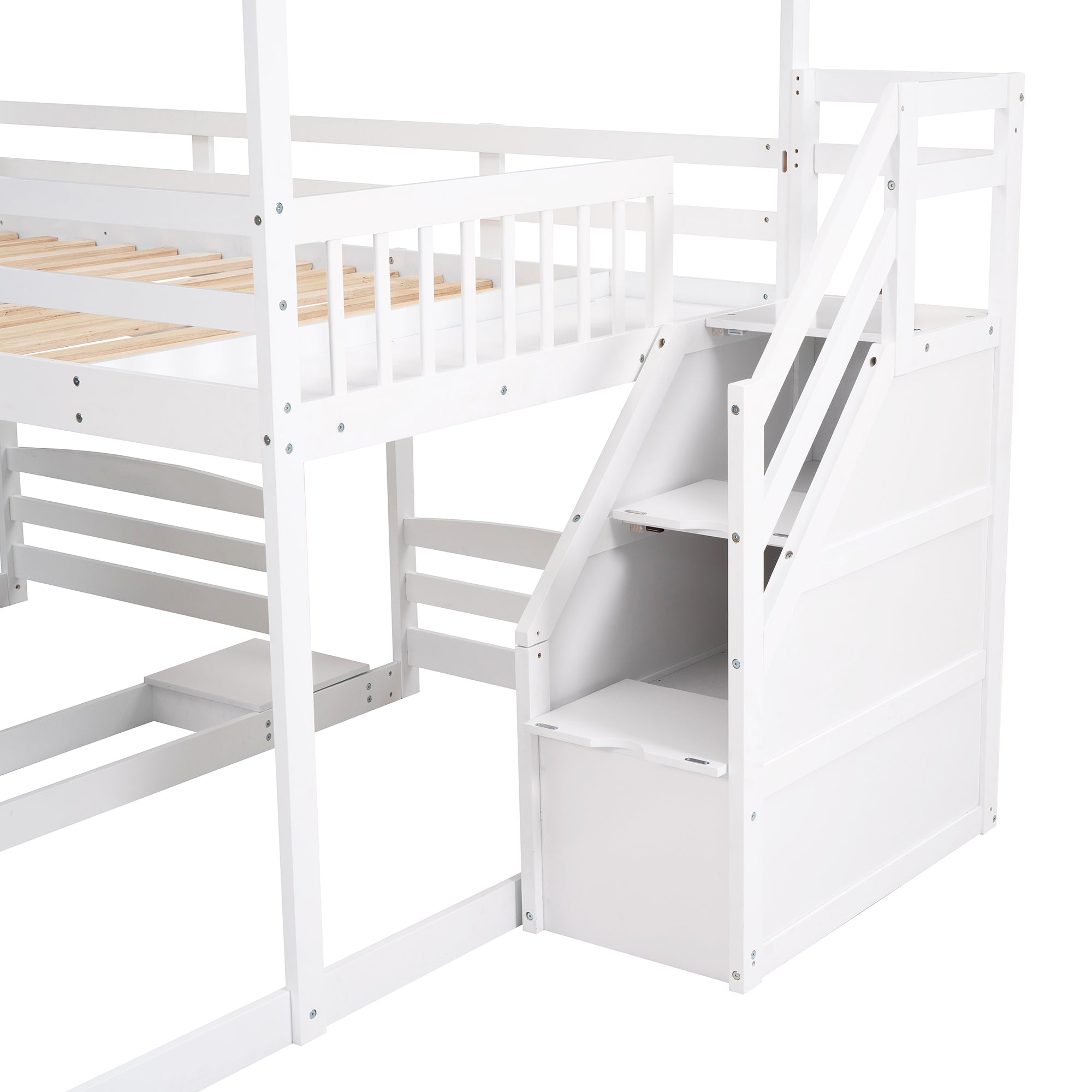 Full over Twin & Twin Bunk Bed (White)