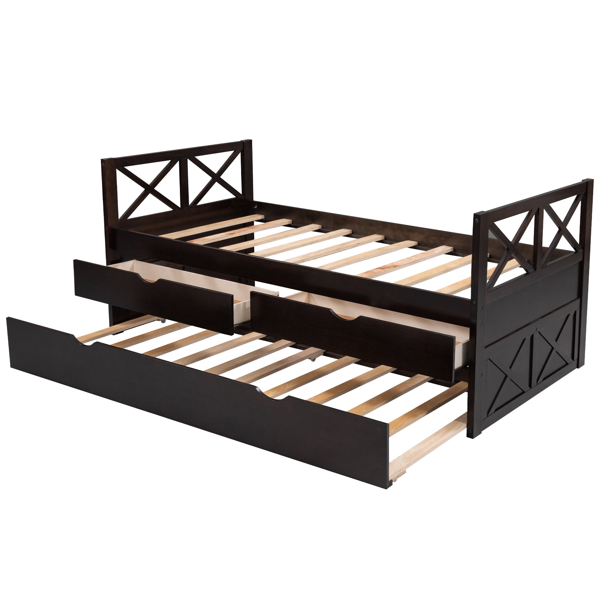 Multi-Functional Daybed with Drawers and Trundle (Espresso)