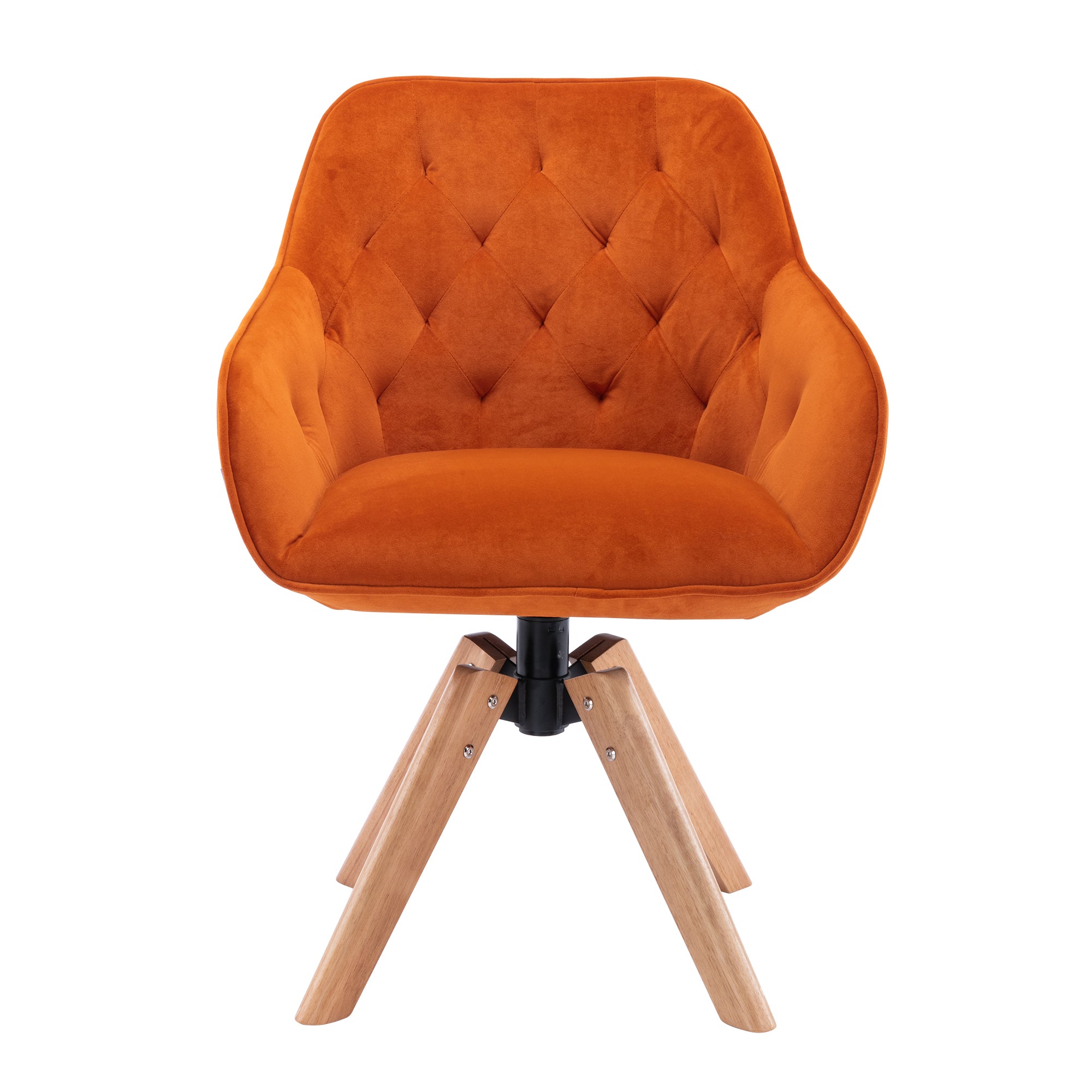 COOLMORE Solid Wood Tufted Upholstered Office Chair(Orange)