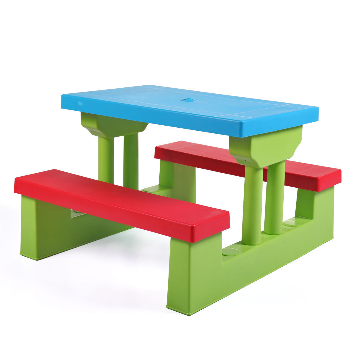 Kid Outdoor Picnic Table Set with Removable and Foldable Umbrella