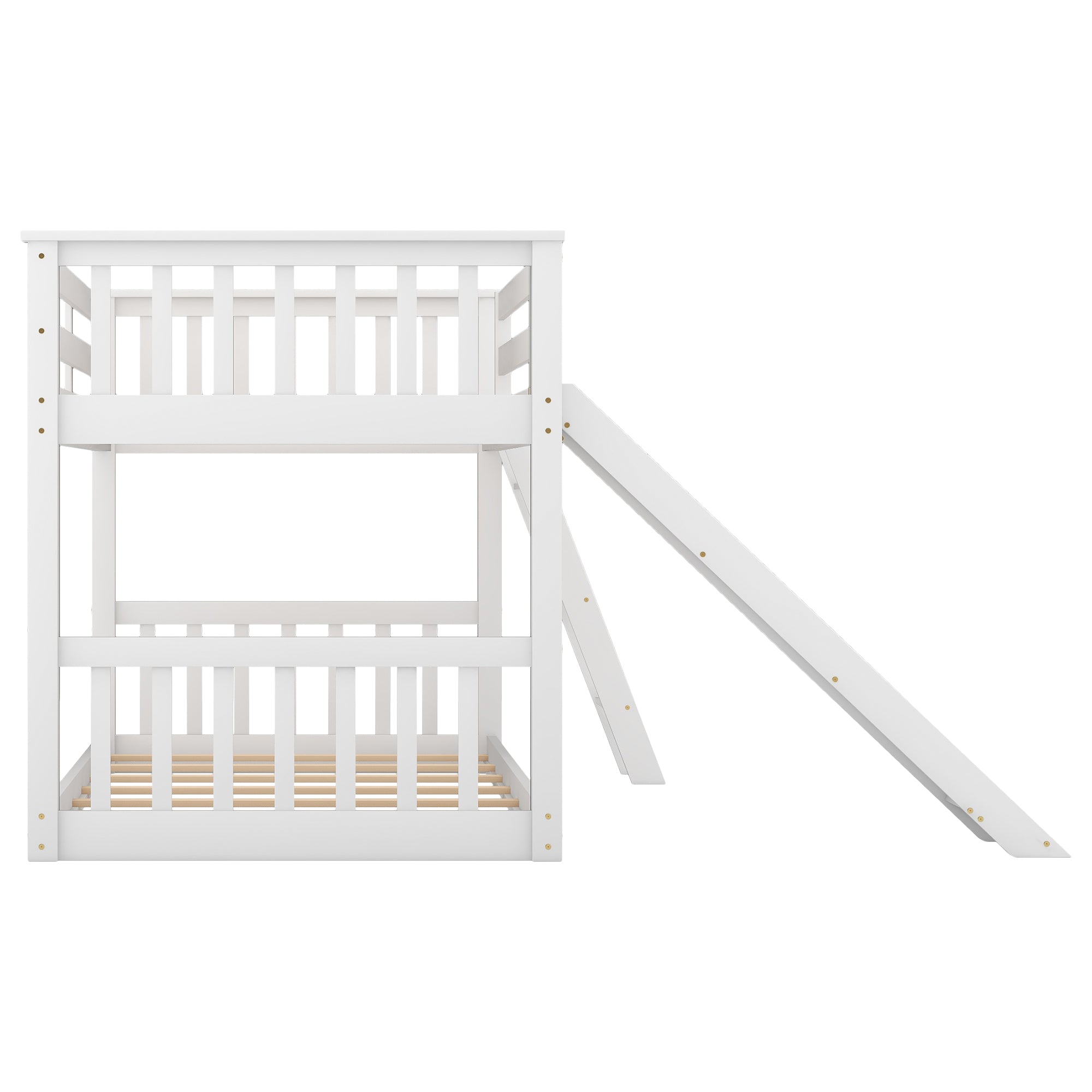 Twin over Twin Bunk Bed with Convertible Slide and Ladder (White)