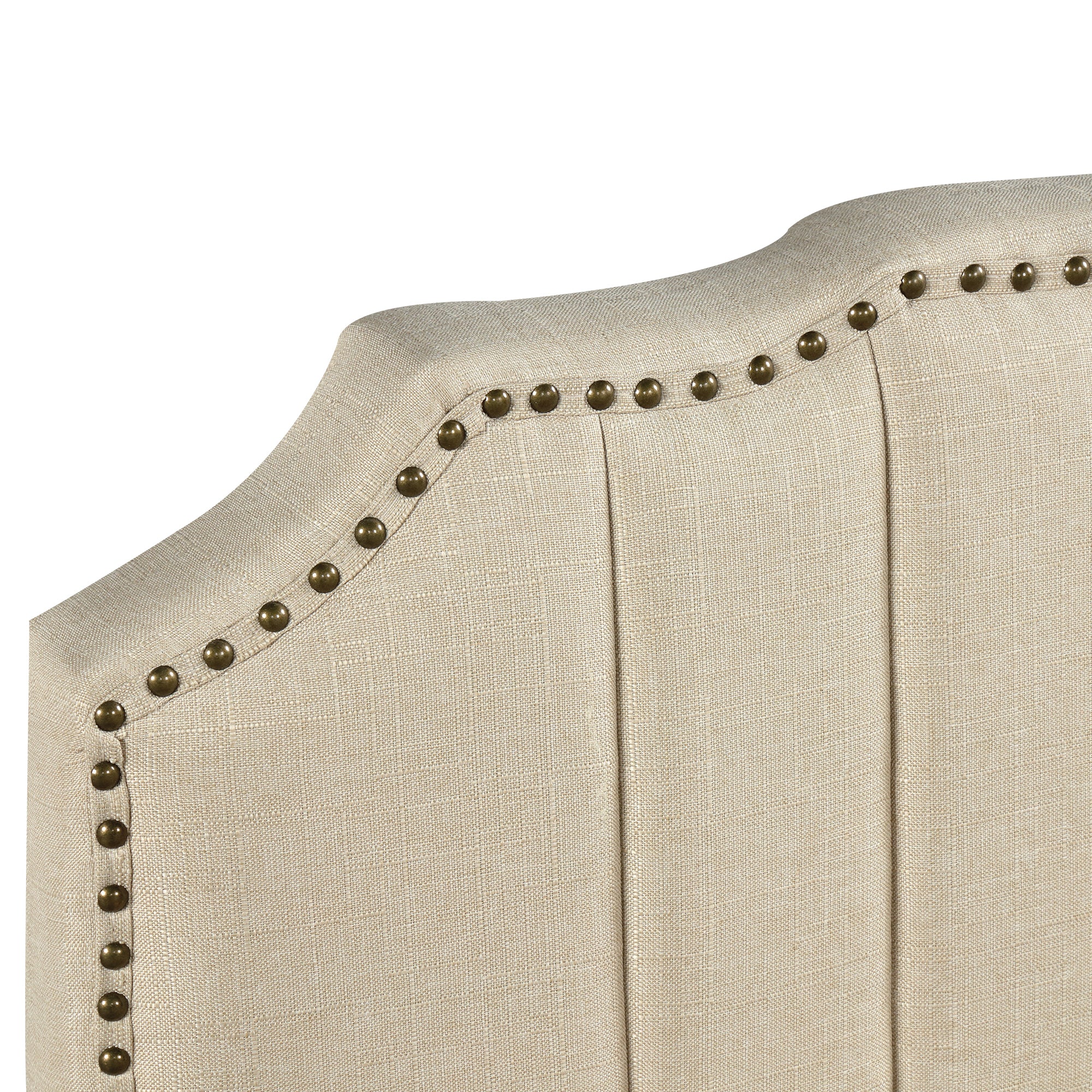 Modern Linen Curved Upholstered Platform Bed Solid Wood Frame Queen (Cream)