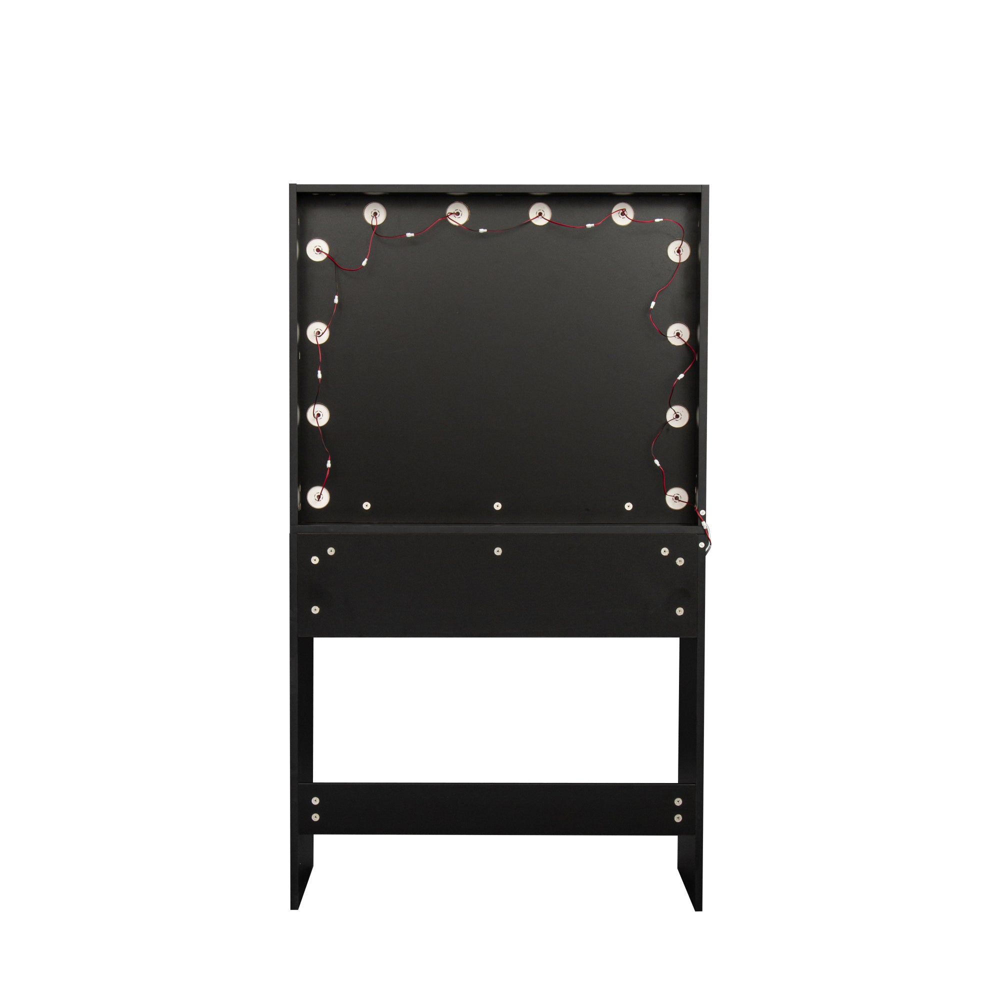 Makeup Dressing Table with Light and Stool (Black)