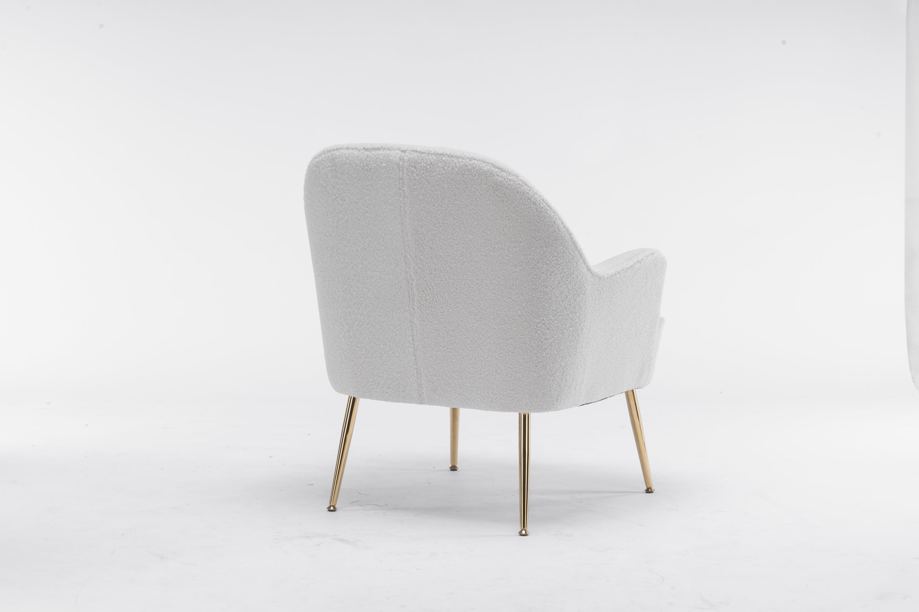 Modern Soft Teddy Fabric Accent Chair (Ivory)