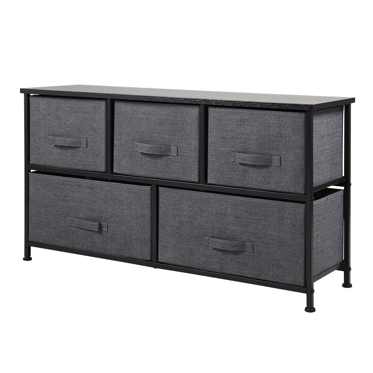 5 Fabric Drawers with a Metal Frame (Black)